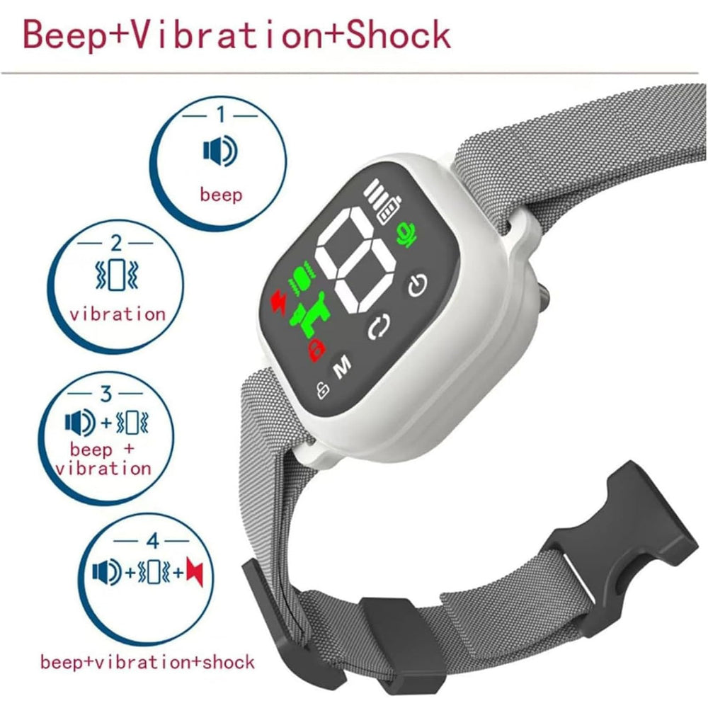 ZCNANDG Noobark collar 8 level sensitivity display for tailored training.
