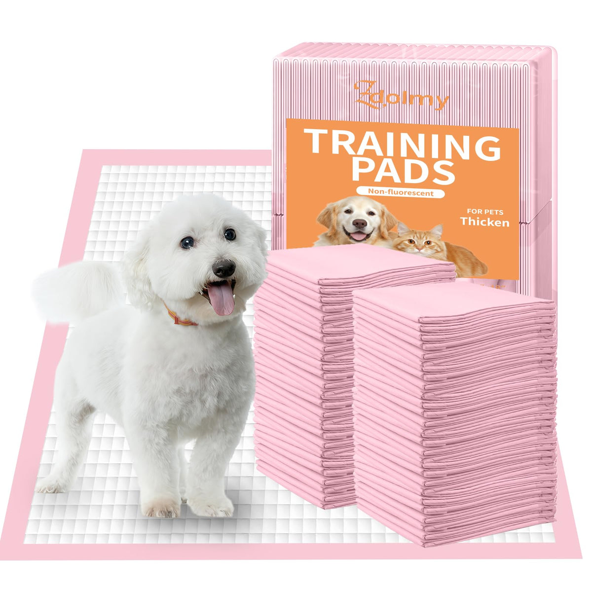 Zdolmy absorbent-core training pad captures spills and reduces odors for house training.