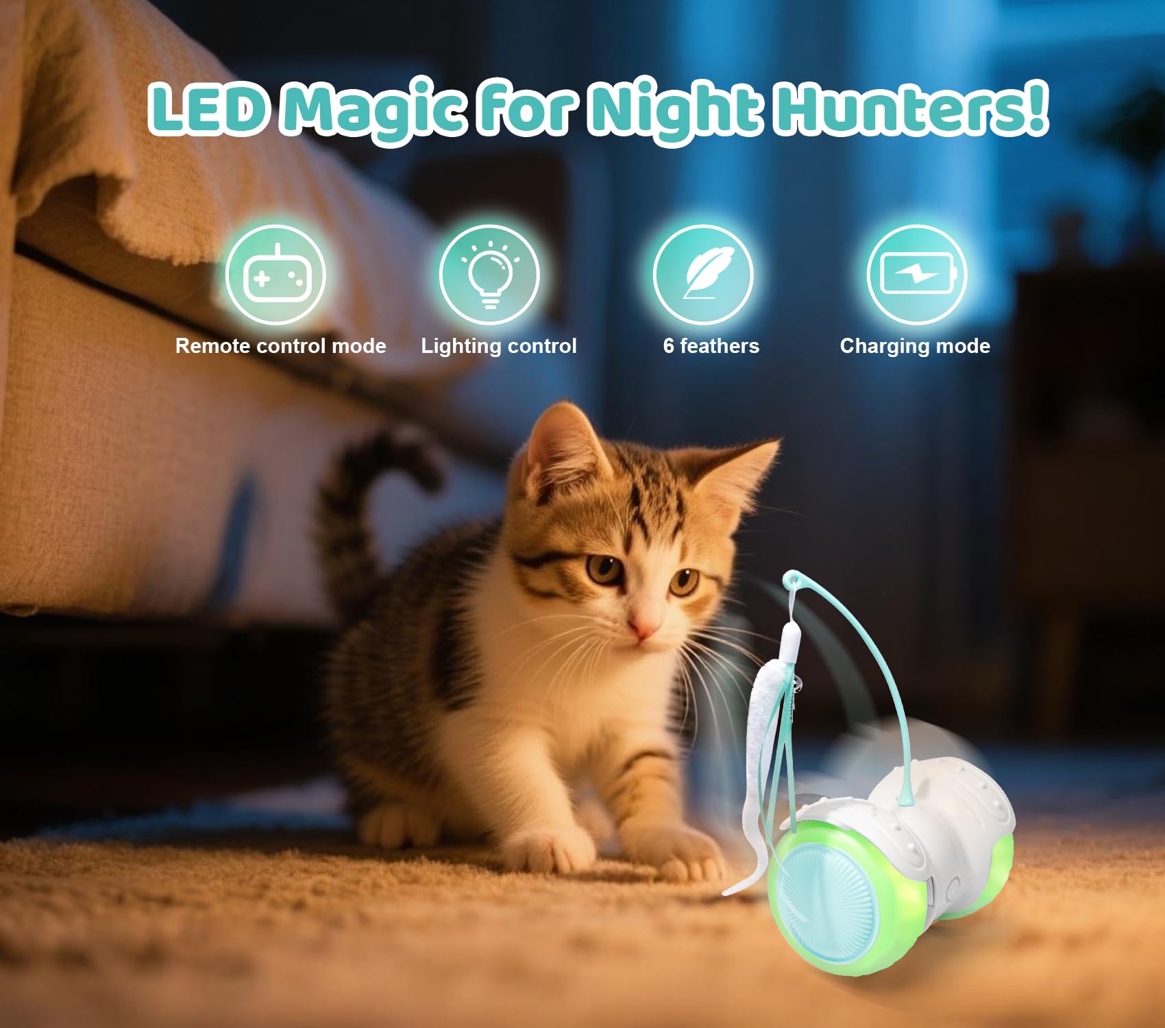 ZeLing HTL catnip feathers interactive toy sparks feline curiosity and playful chases.