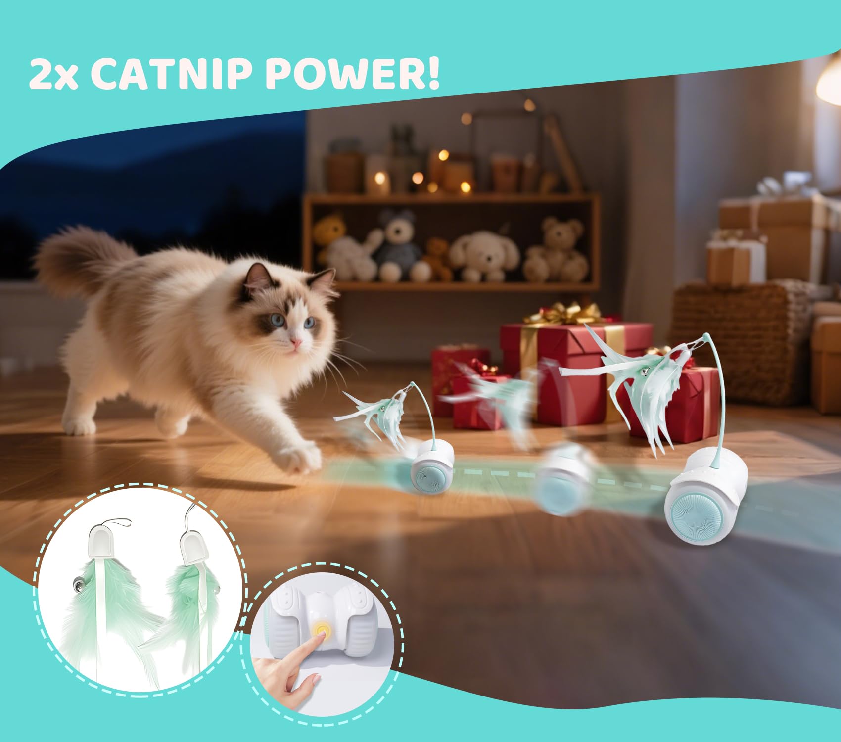ZeLing HTL LED chase light enhances nighttime play without startling your cat.