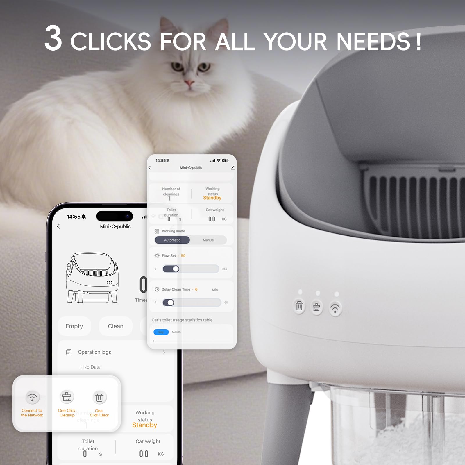 ZeaCotio App Control screen demonstrates remote management and status updates.