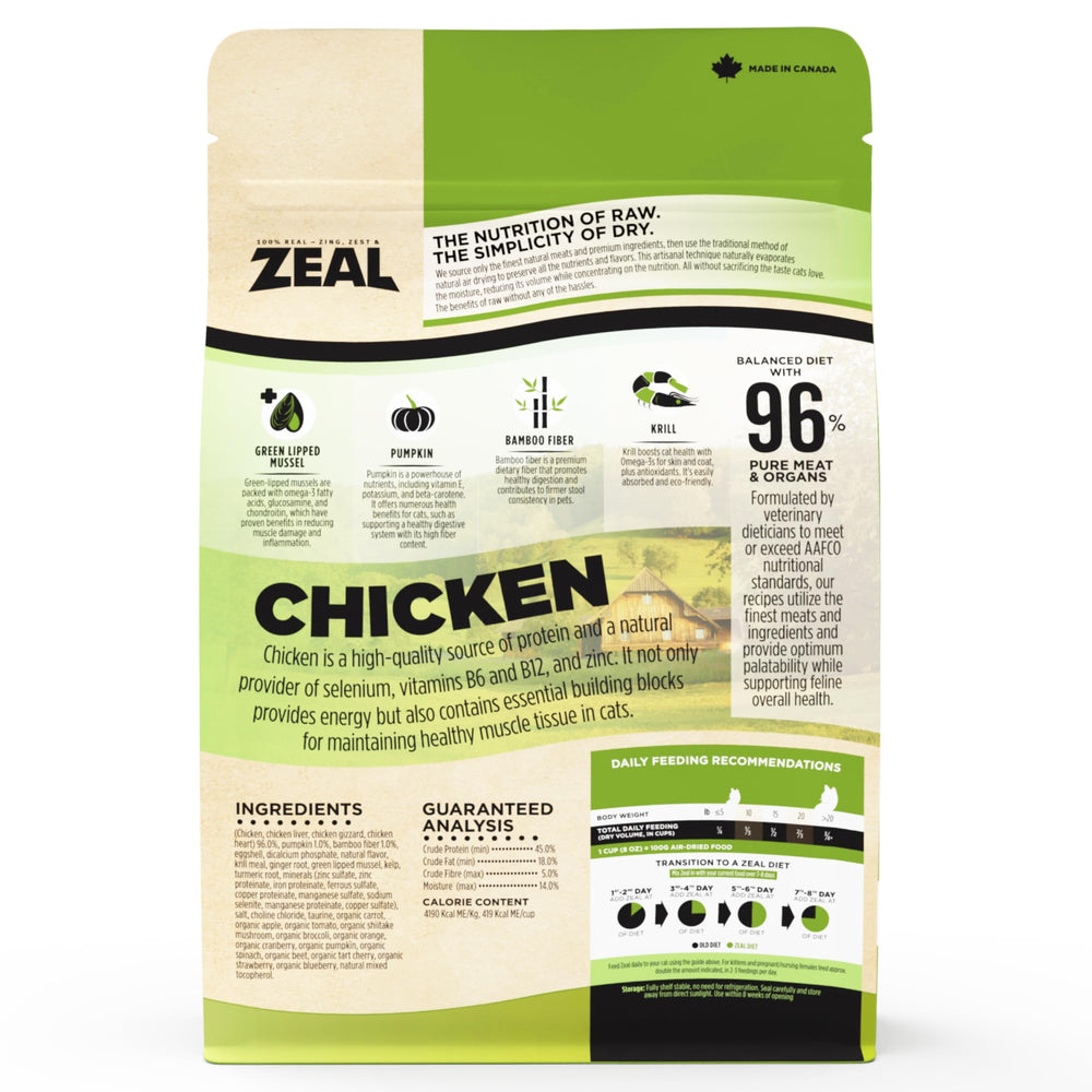 ZEAL Canada chicken recipe bag open for convenient meals.
