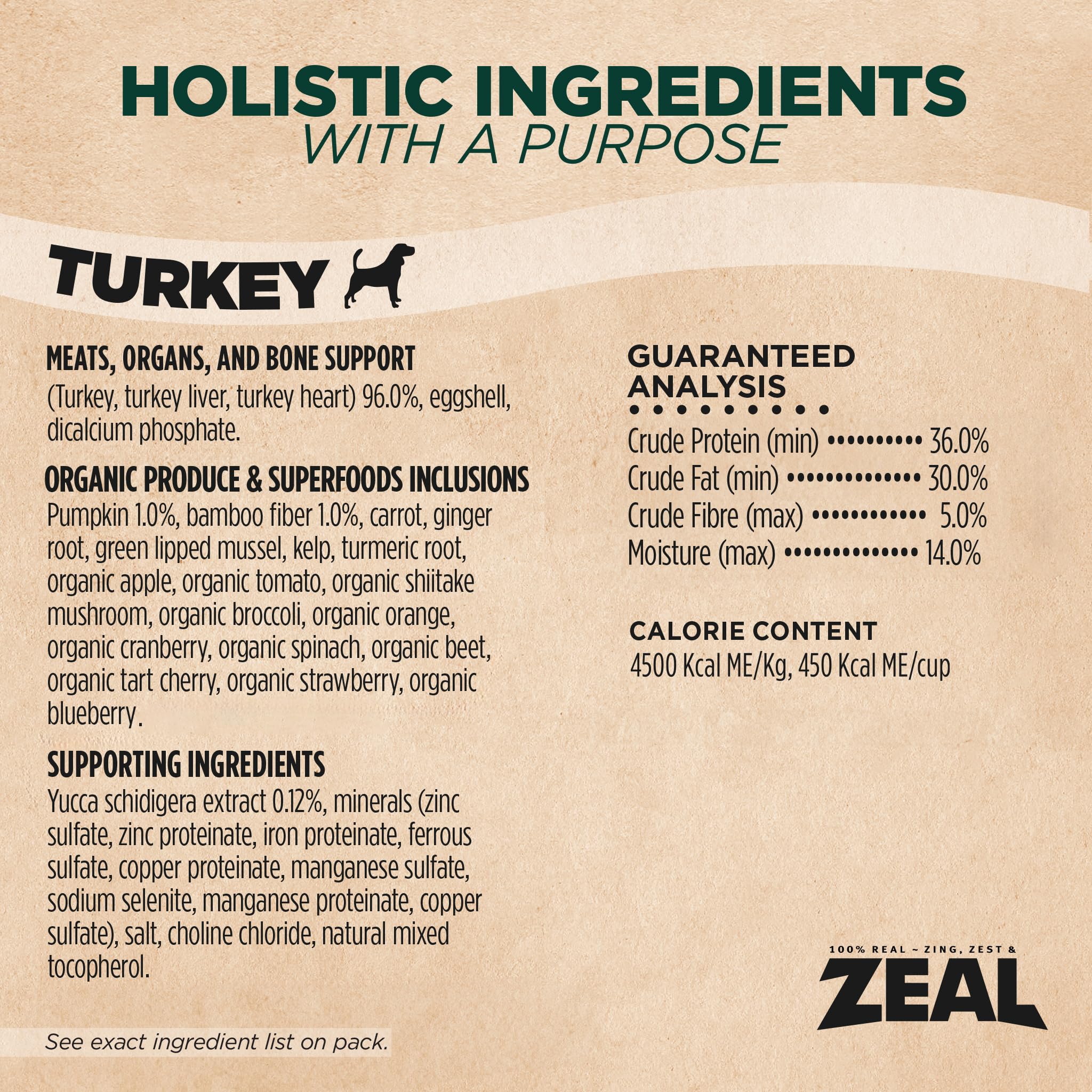 ZEAL Canada Air-Dried Turkey mussels and turmeric image hinting at joint and immune support