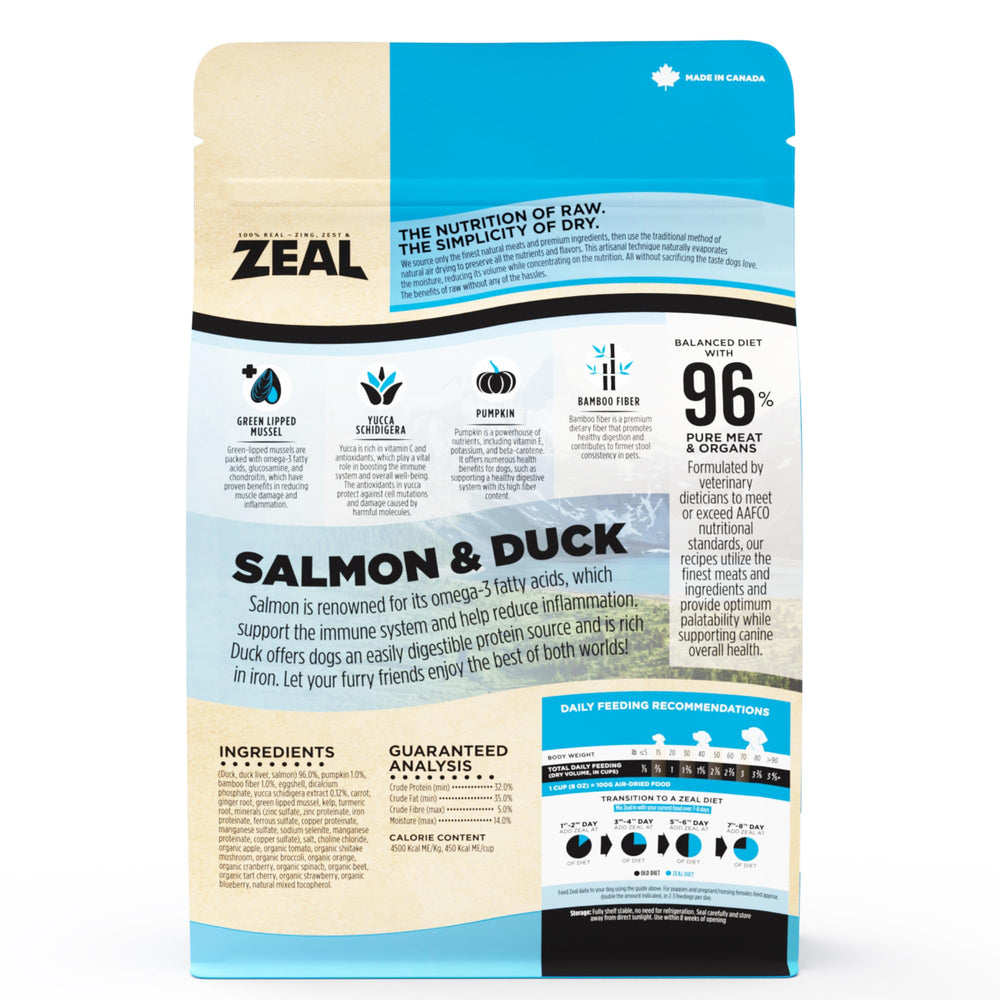 ZEAL Canada dual-protein salmon and duck with liver enhances canine protein variety
