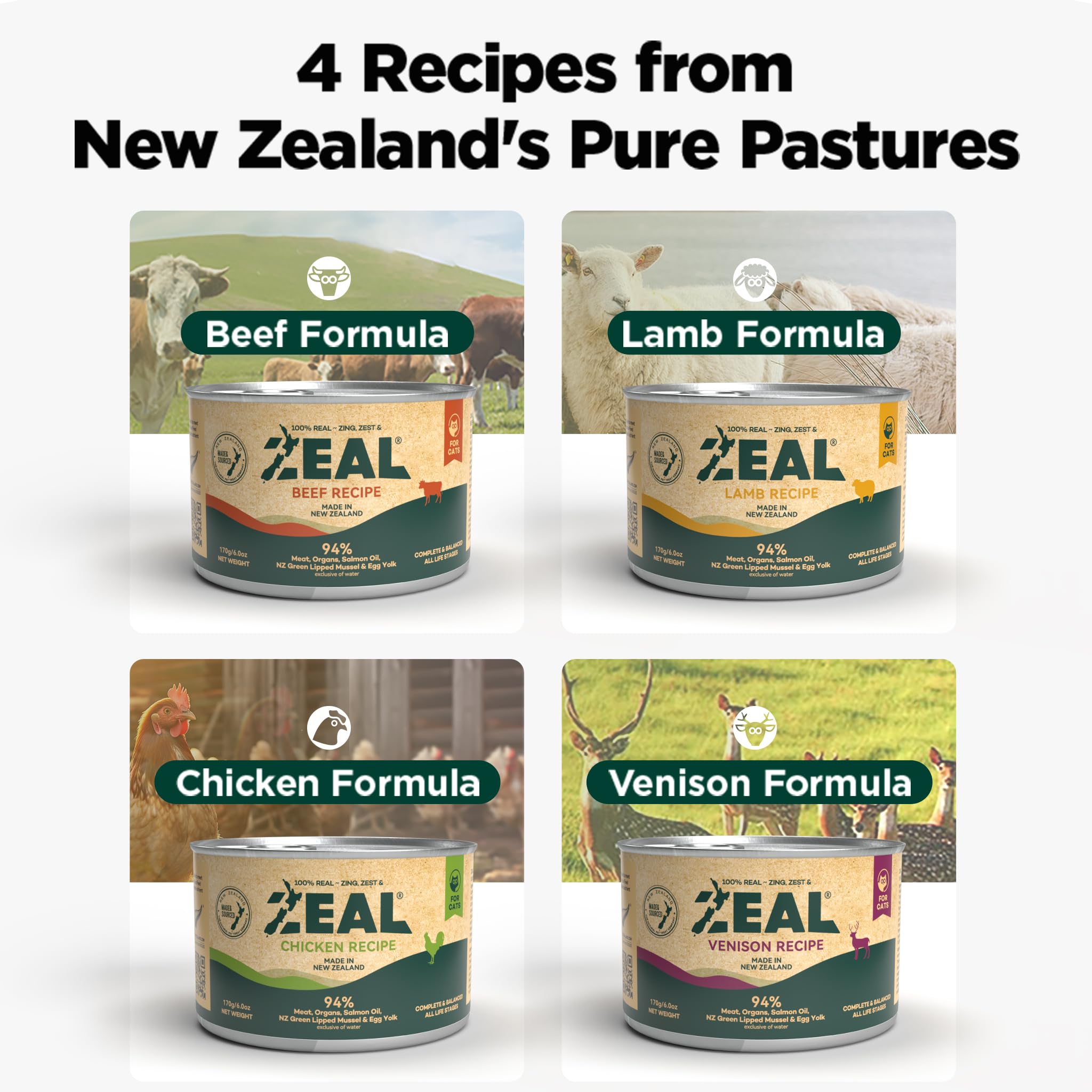 ZEAL NZ-sourced ingredients from pristine pastures for quality.