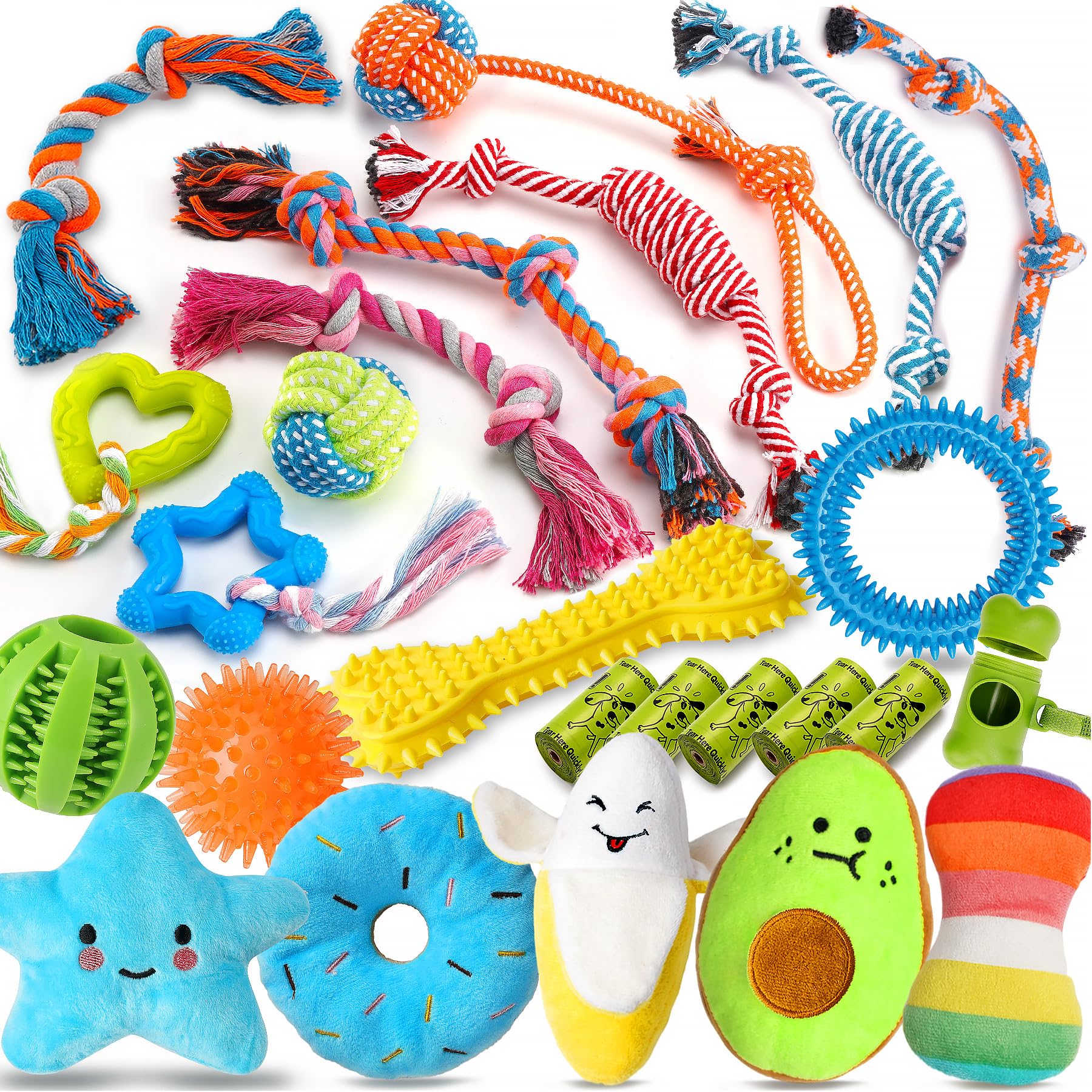 Zeaxuie 25-pack luxury dog chews with ropes for interactive play.