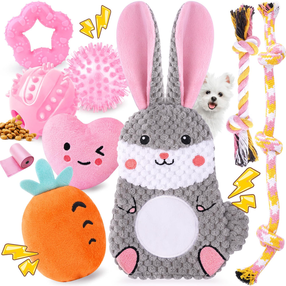 Zeaxuie pink puppy toys chew promotes safe teething for small dogs