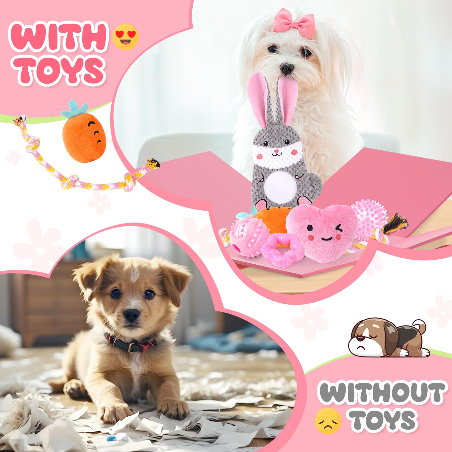 Zeaxuie pink puppy toys small dog set ideal for tiny companions
