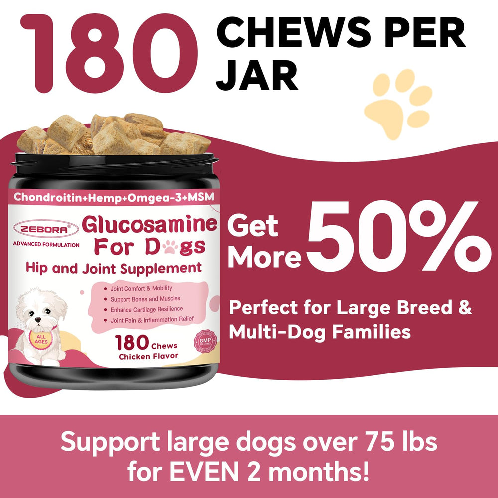ZEBORA dog joint supplement chews in packet for easy feeding and dosing.