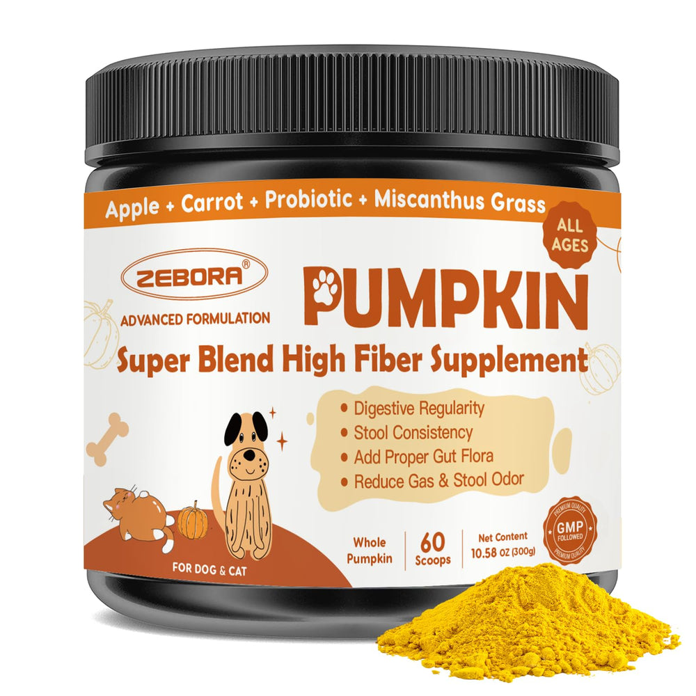 ZEBORA pumpkin for dogs bottle pour enables easy daily dosing for digestive support.