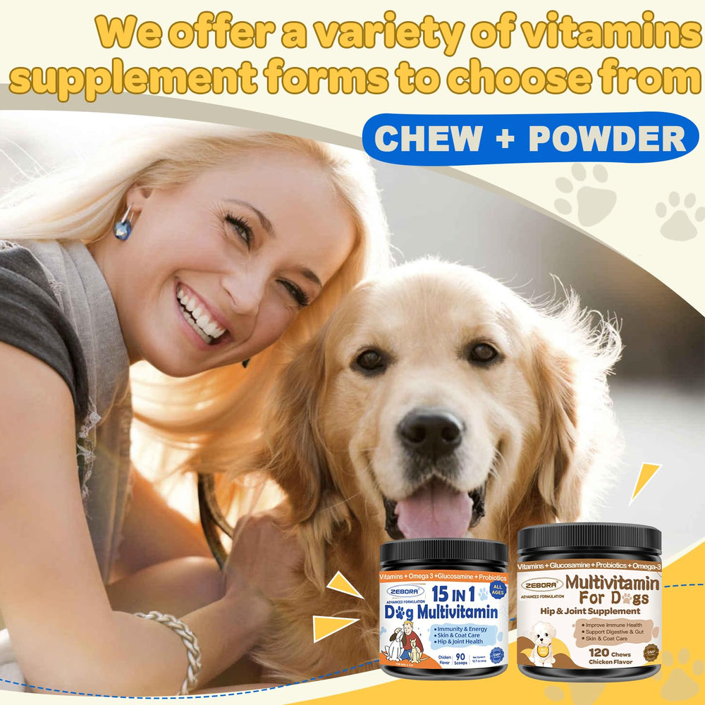 ZEBORA puppy and senior dogs support image hints broad age range benefits.