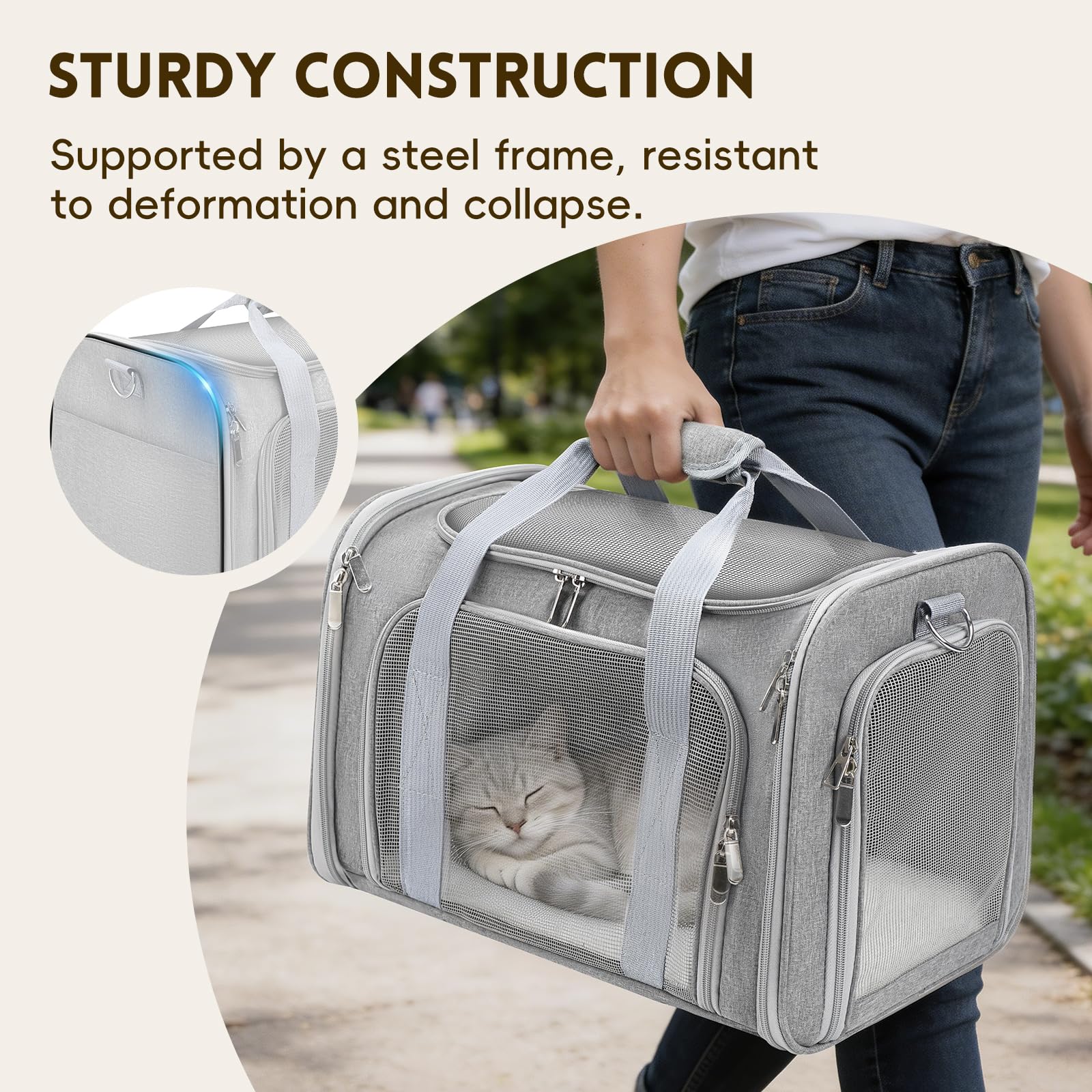 Sturdy steel frame maintains shape of Zedkeys carrier during movement