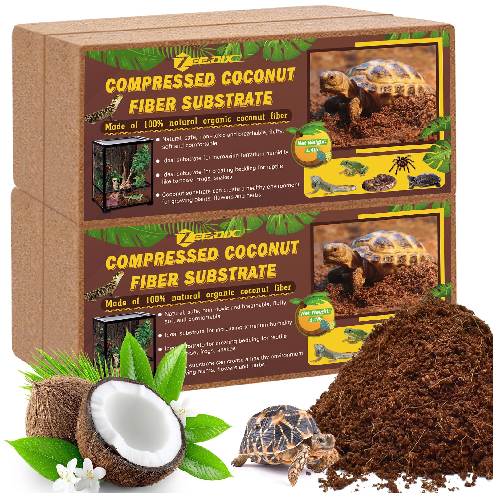 ZeeDix coconut fiber substrate brick pack expanding for terrarium bedding