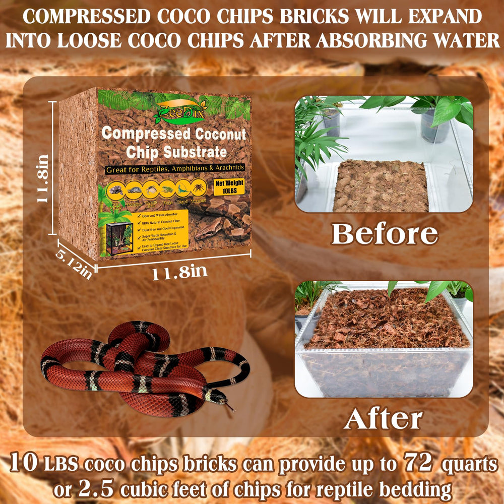 ZeeDix expanded coco coir chips provide clean, odor-absorbing substrate for terrariums.