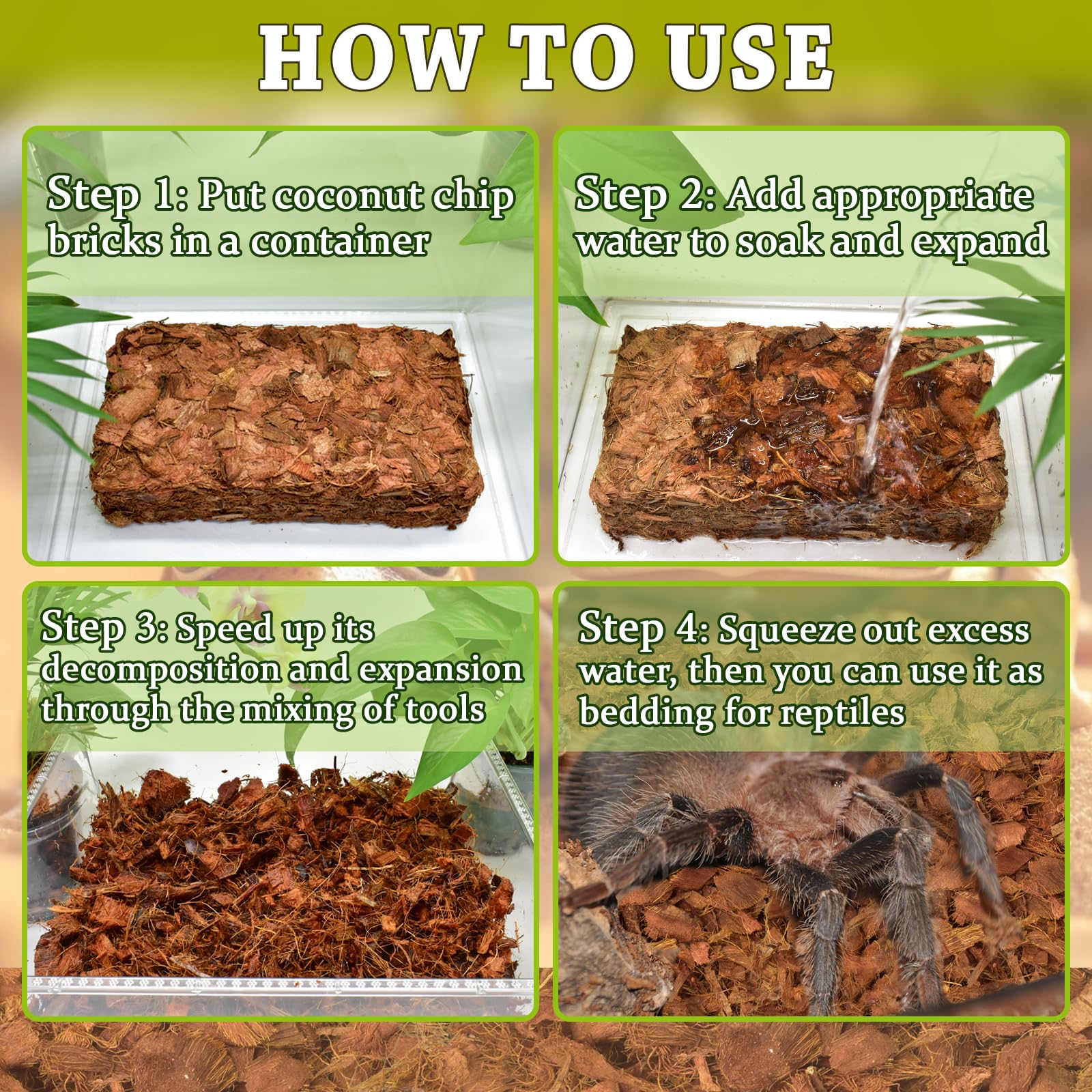 Zeedix natural coconut husk chips offer burrowing-friendly texture.