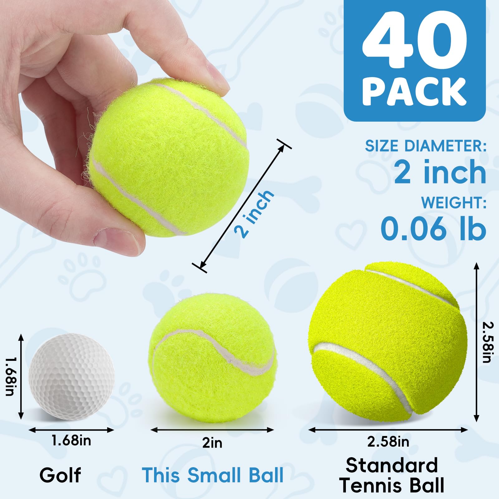 Zeefpod 2-inch dog tennis balls ideal for small dogs and puppies.