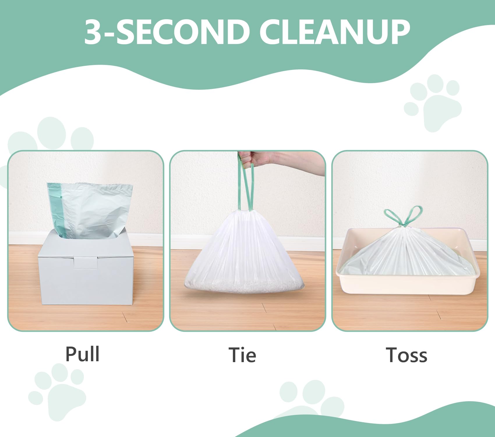 ZeLing HTL drawstring cleanup seals waste quickly after scooping.