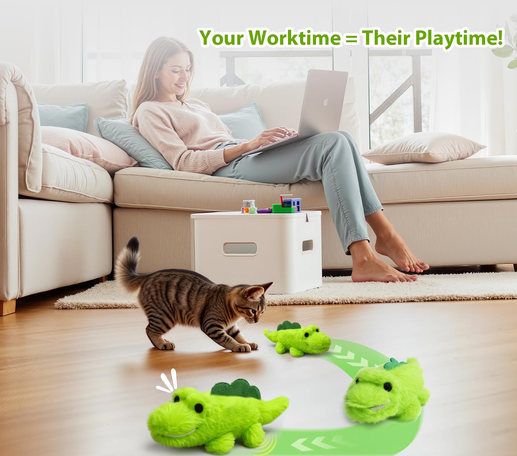 ZeLing HTL plush, pet-safe material supports safe indoor play.