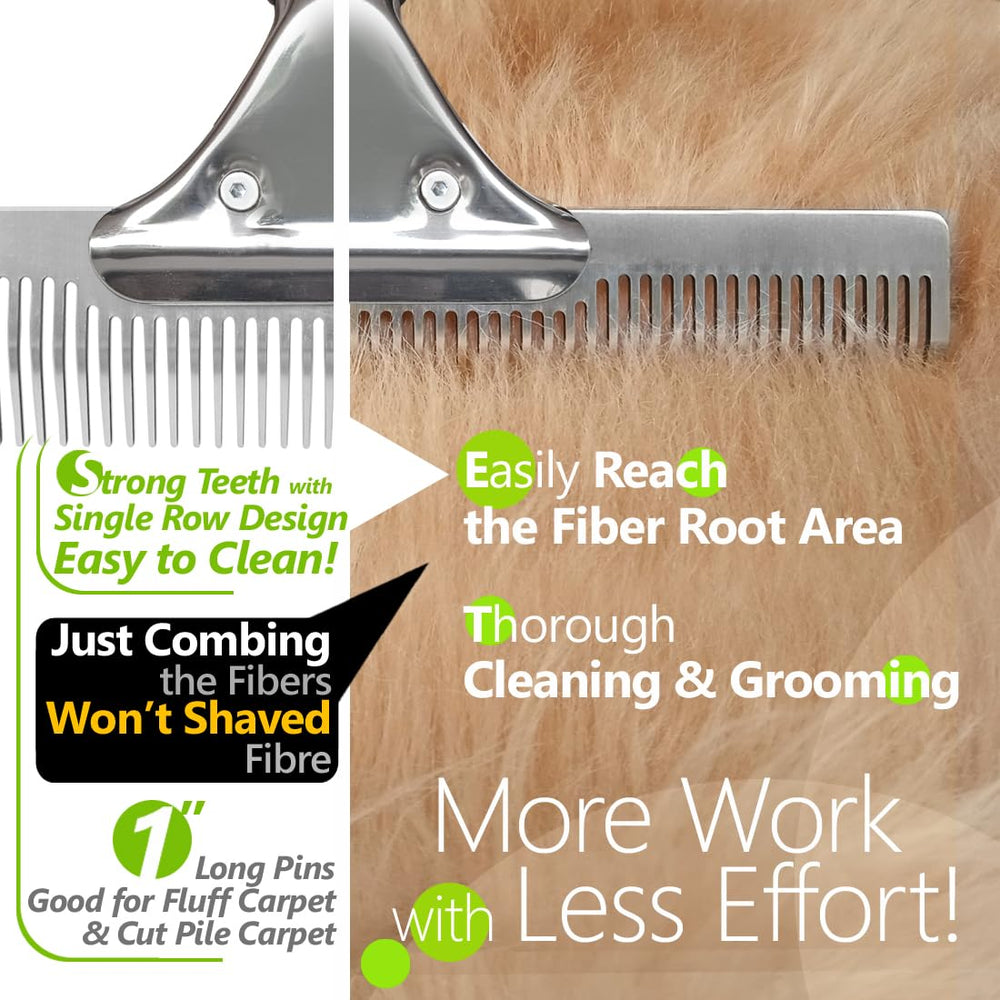 ZEMOZEN stainless steel teeth deep-clean action lifting hair from carpet fibers
