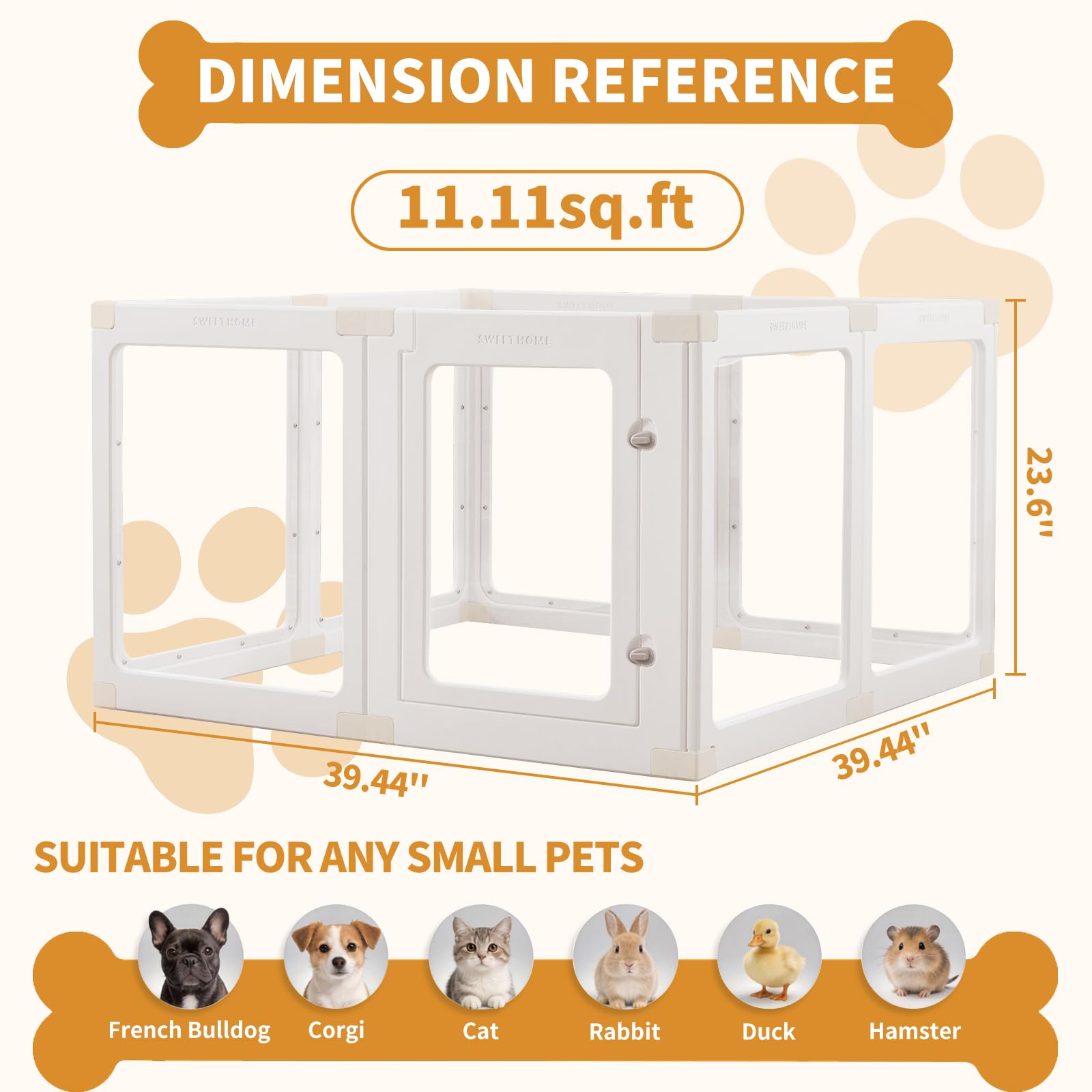 Zendova acrylic dog playpen dual-lock system ensures secure, escape-resistant sessions.
