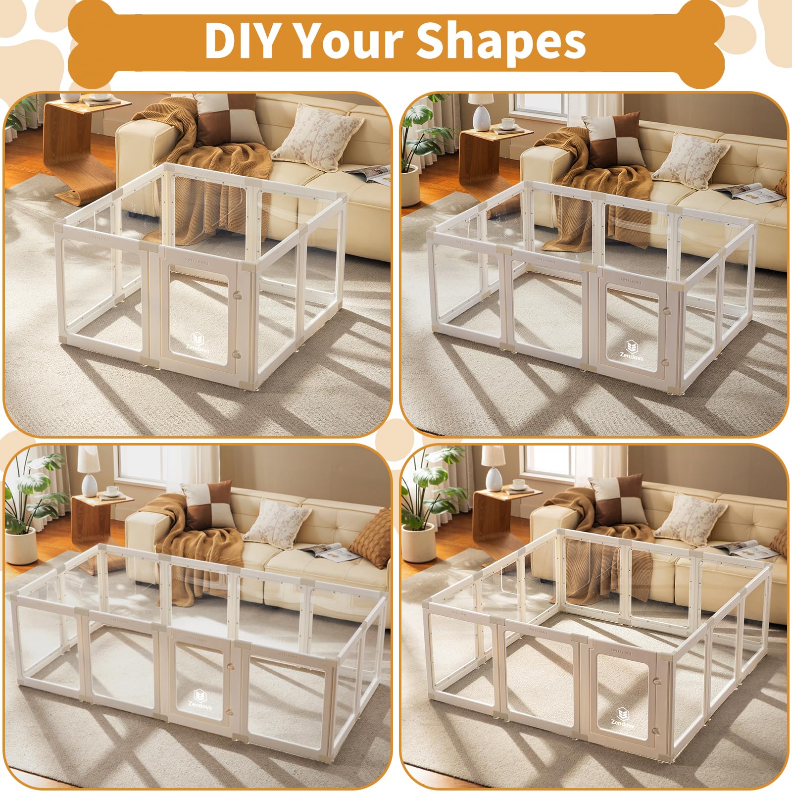 Zendova acrylic dog playpen clean, sturdy design supports active small dogs safely.