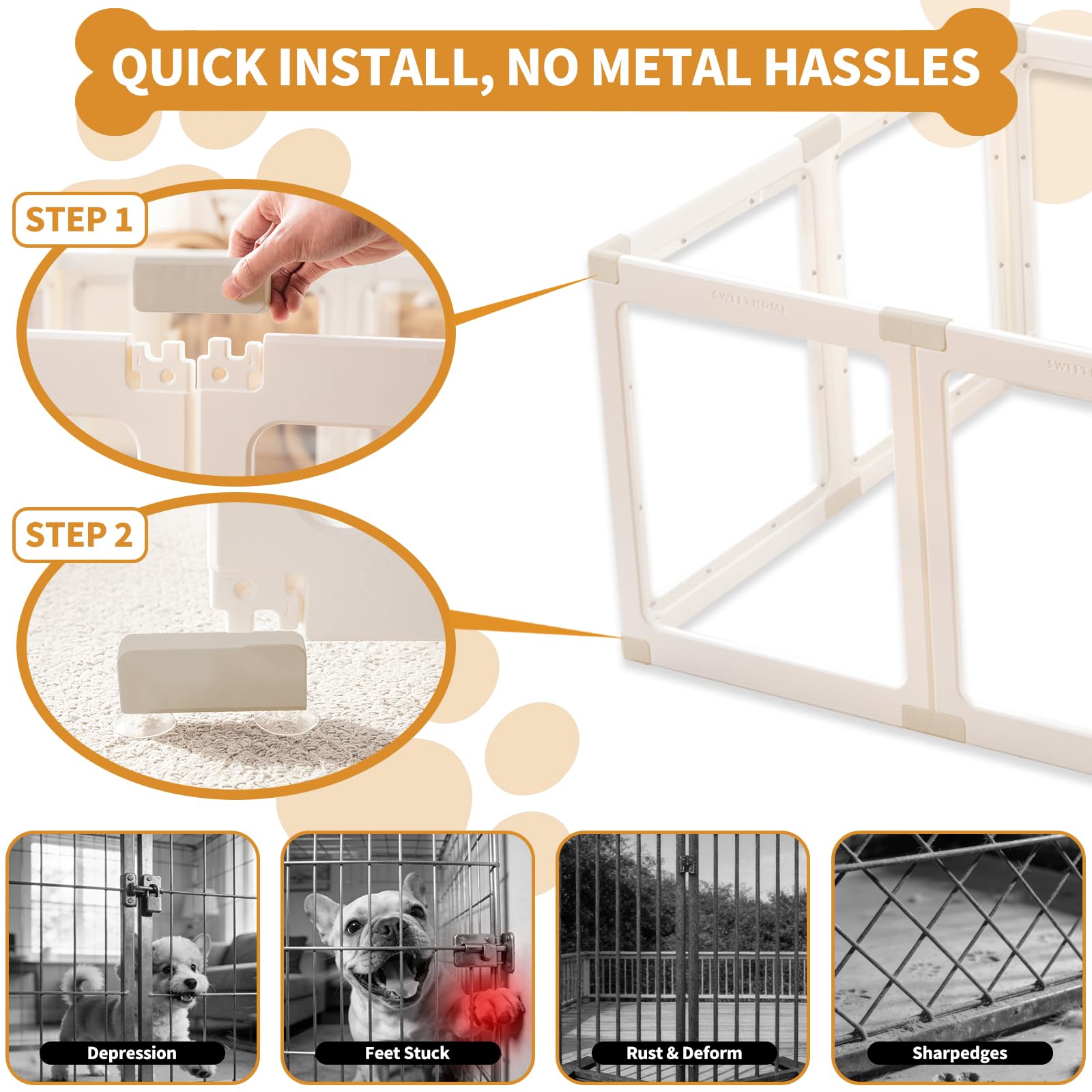 Zendova acrylic dog playpen indoor-use friendly size reference for cozy play spaces.