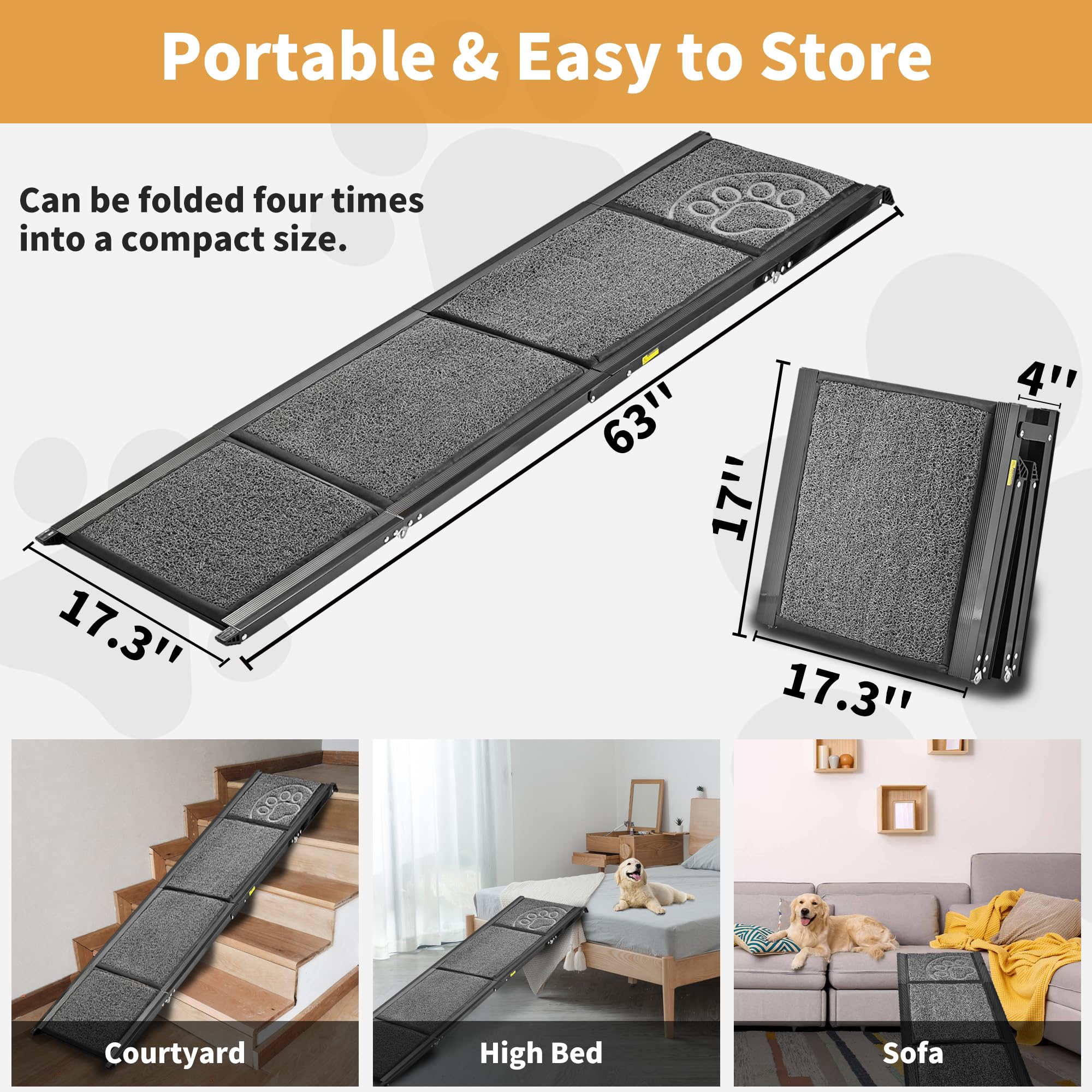 Zendova dog ramp supports up to 250 pounds for versatility.