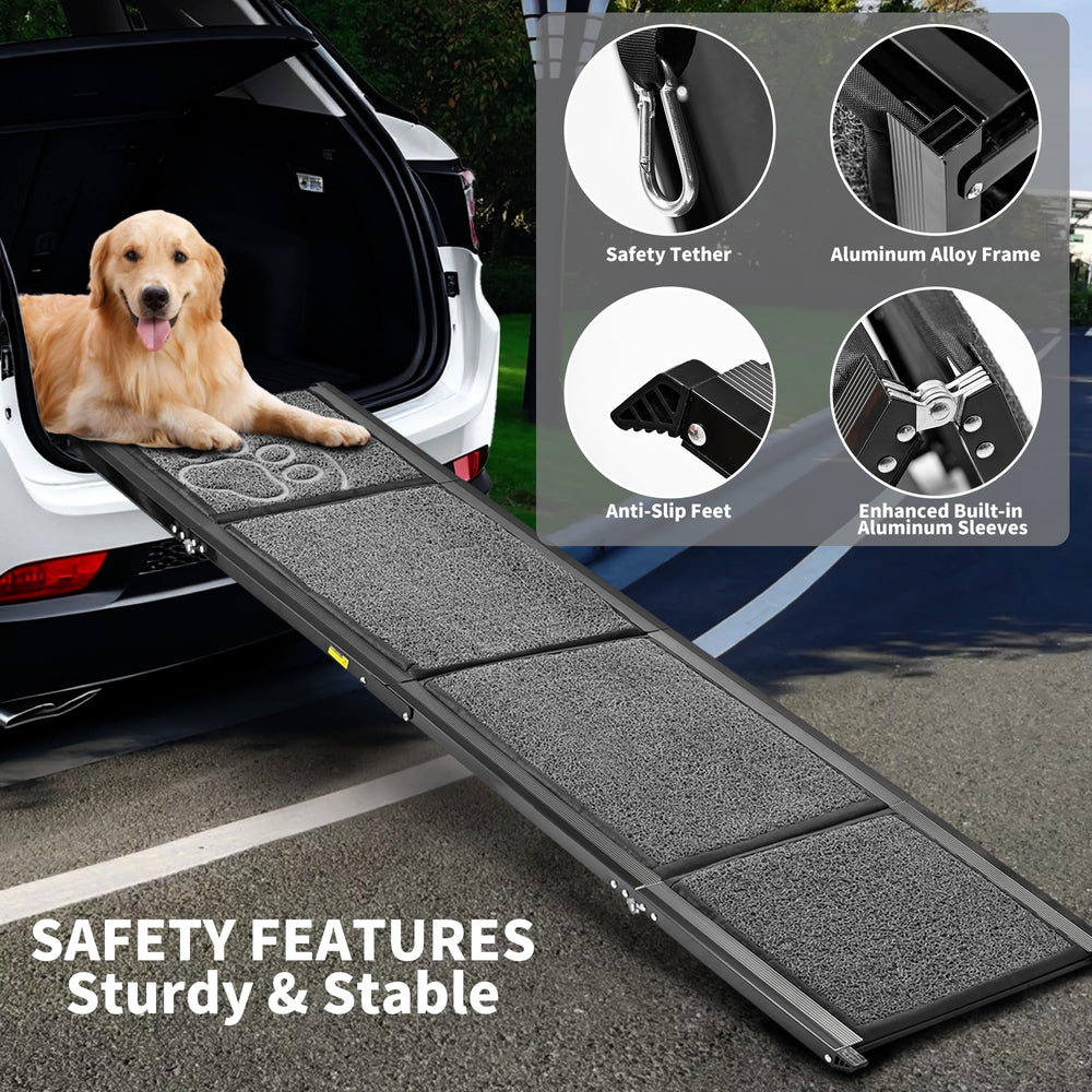 Zendova dog ramp non-slip surface grips paws securely.