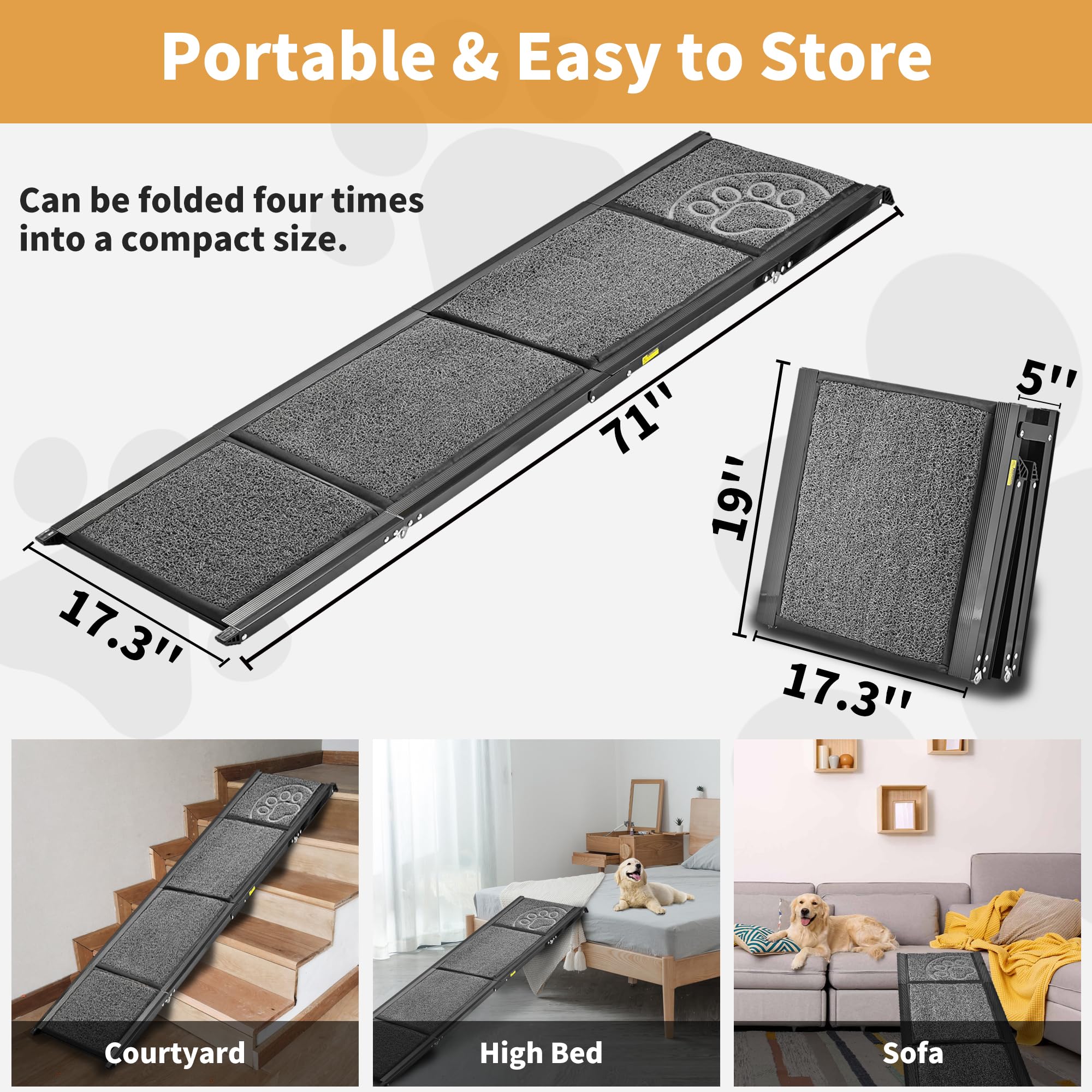 Zendova dog ramp rubber feet protect your car’s finish during loading.