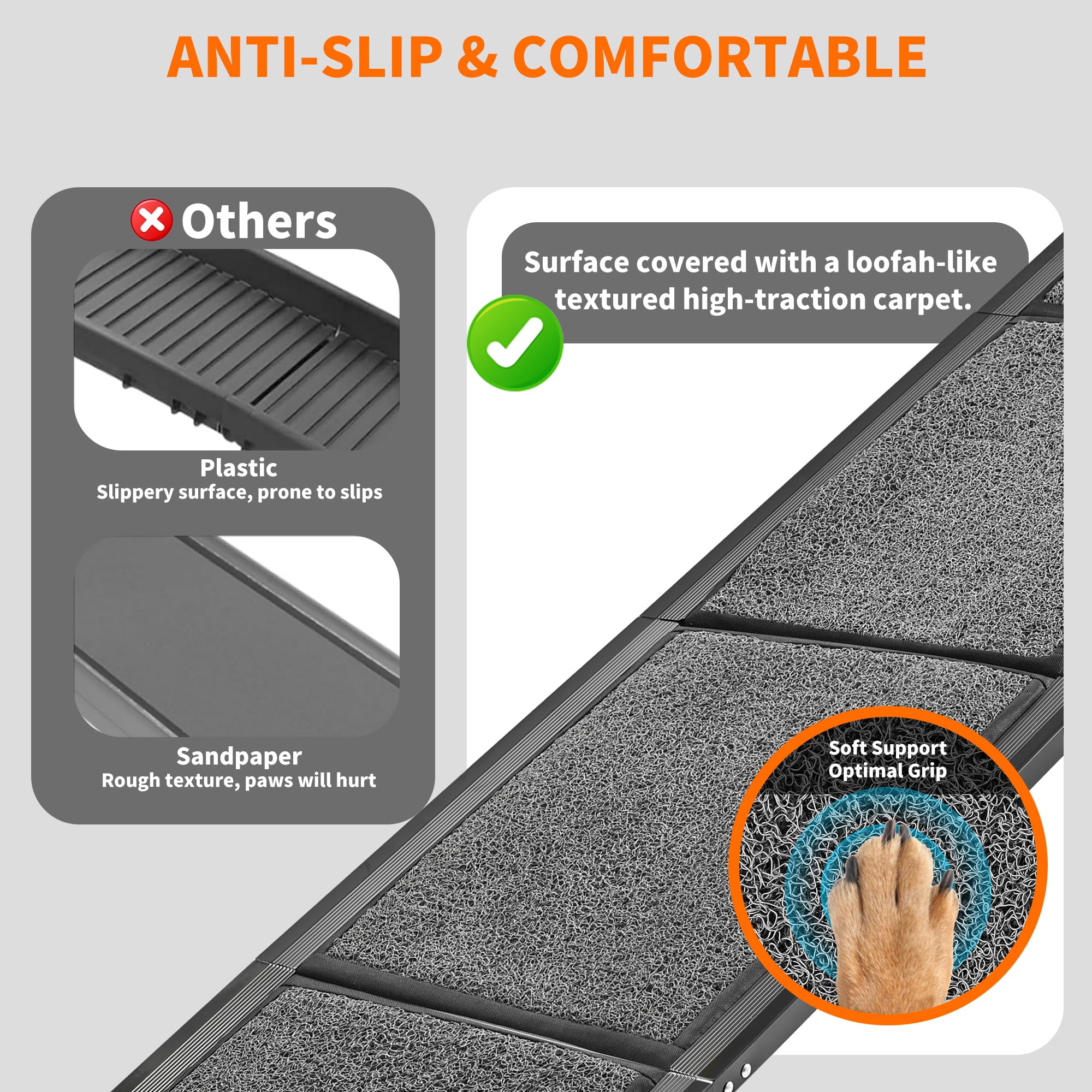 Zendova dog ramp 17-3inch-wide for stable support at doorways.