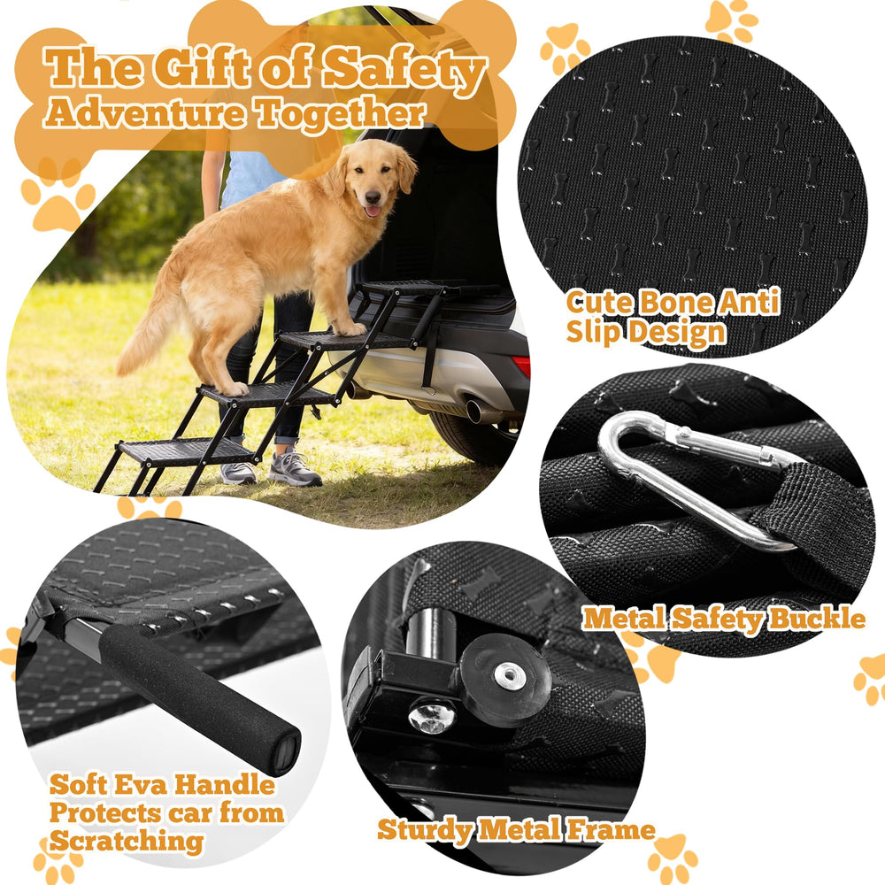 Zendova dog stairs compact folding mechanism for easy storage