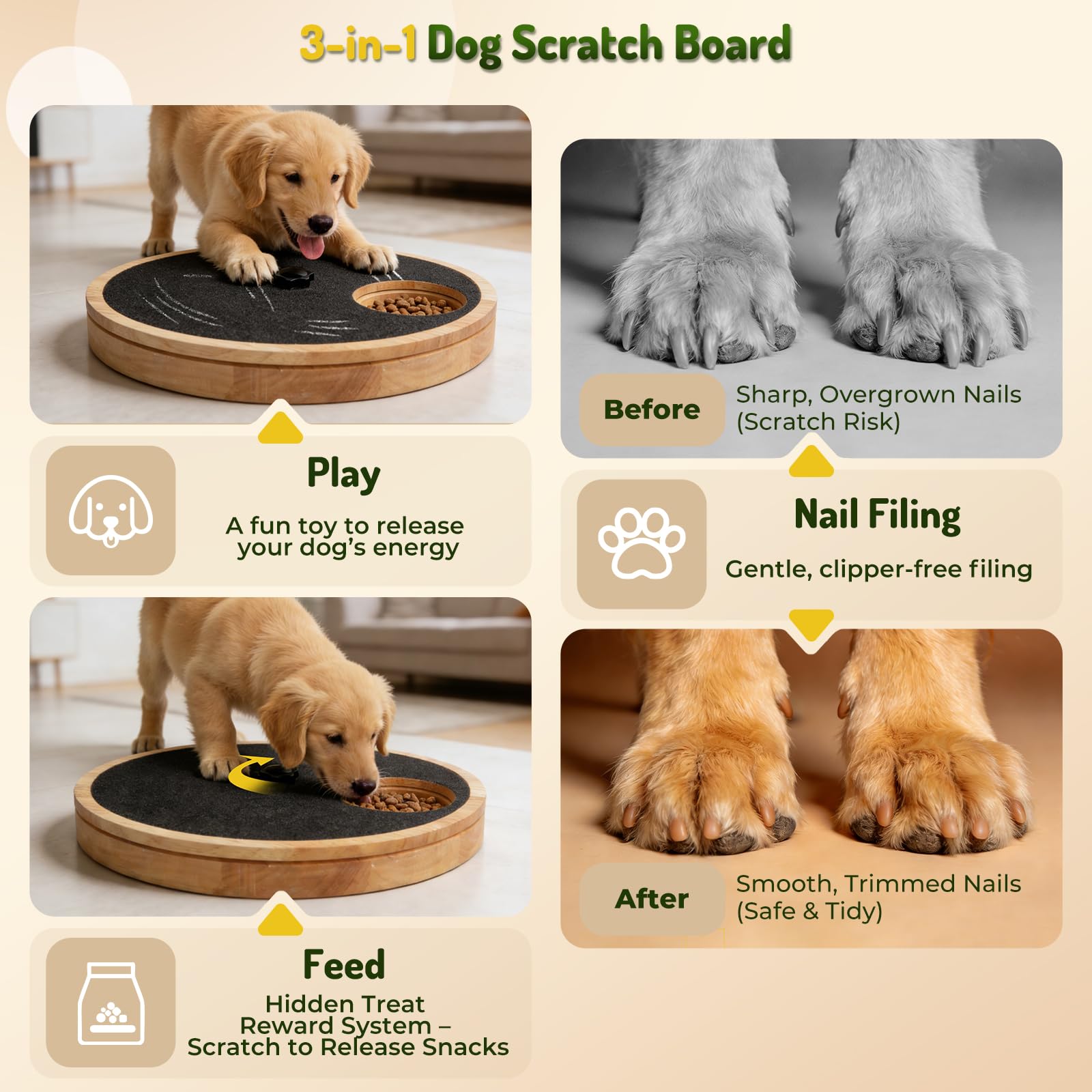 Zenflux dog nail scratch board rotating disc adjustable knob demonstrates customizable difficulty