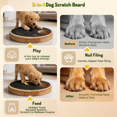 Zenflux dog nail scratch board rotating disc adjustable knob demonstrates customizable difficulty