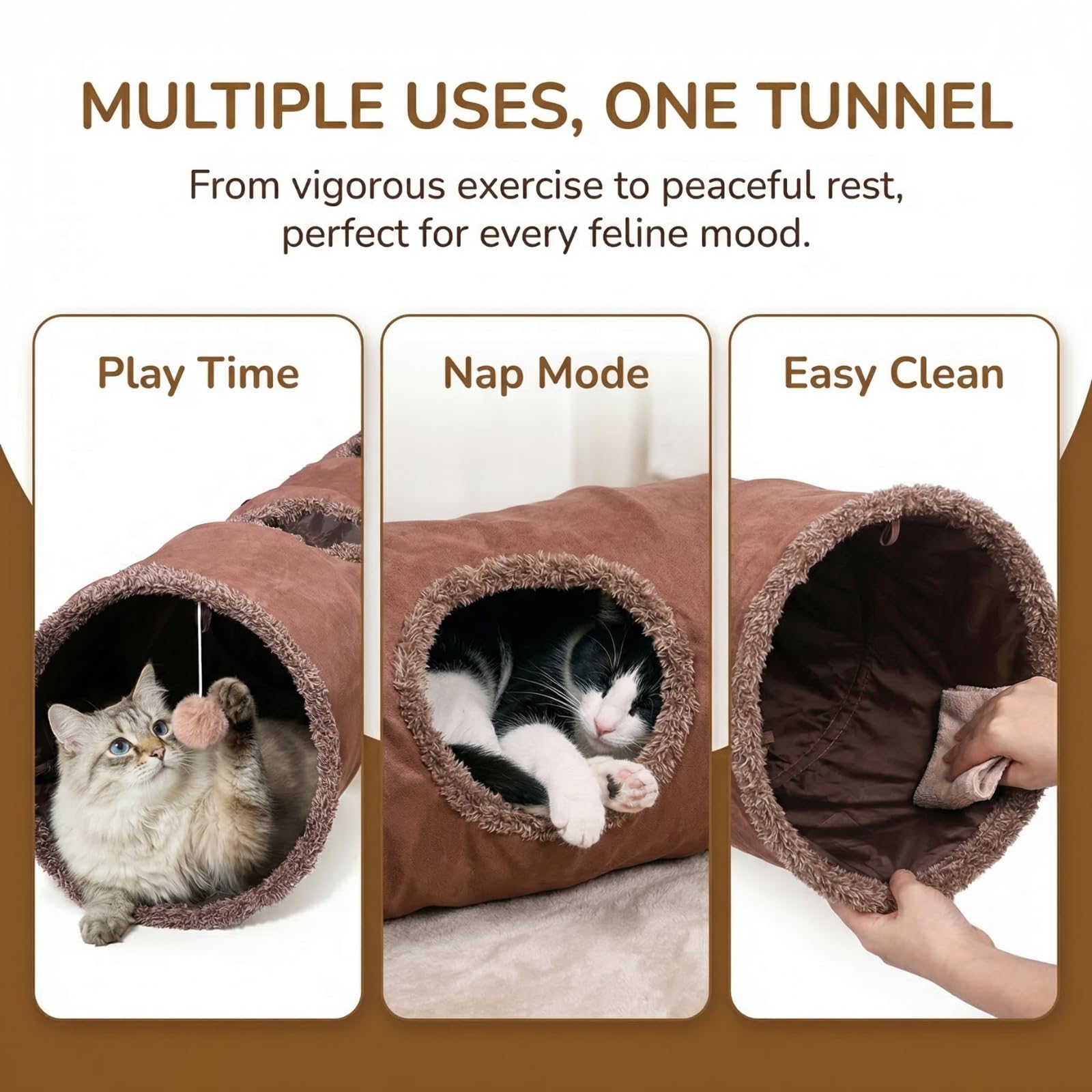 ZENFUN cat tunnel cat inside demonstrates cozy hiding and play opportunities