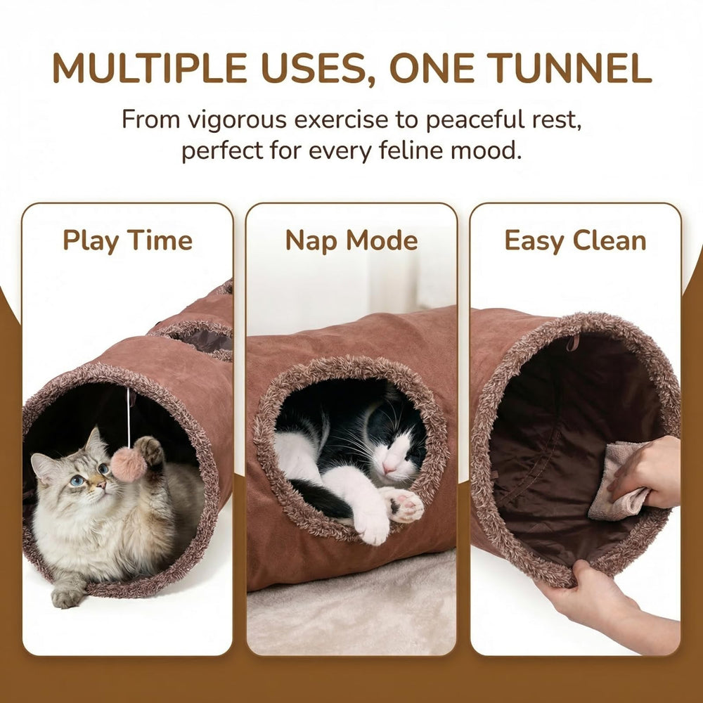 ZENFUN cat tunnel cat inside demonstrates cozy hiding and play opportunities
