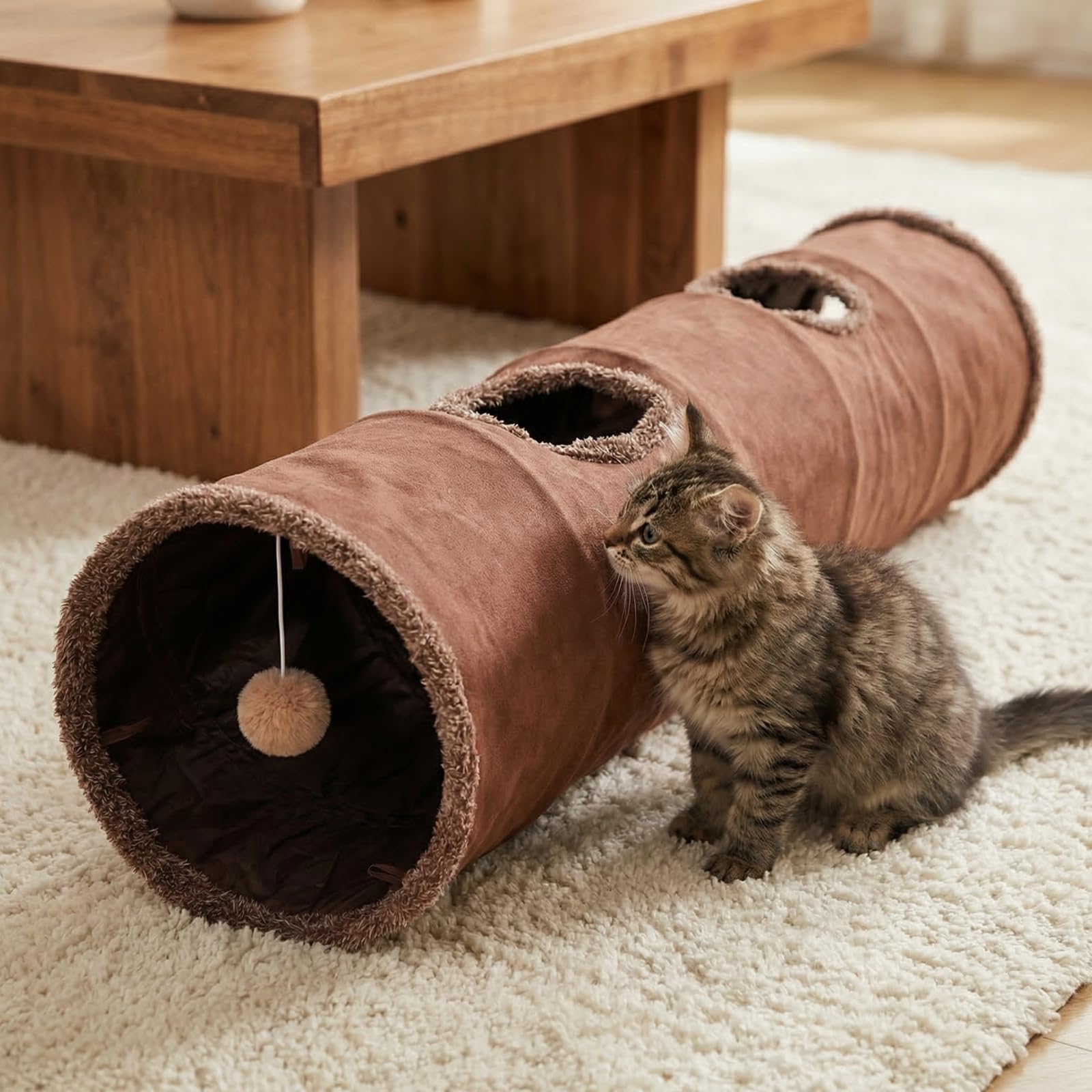ZENFUN cat tunnel durable design withstands playful nips and scratching