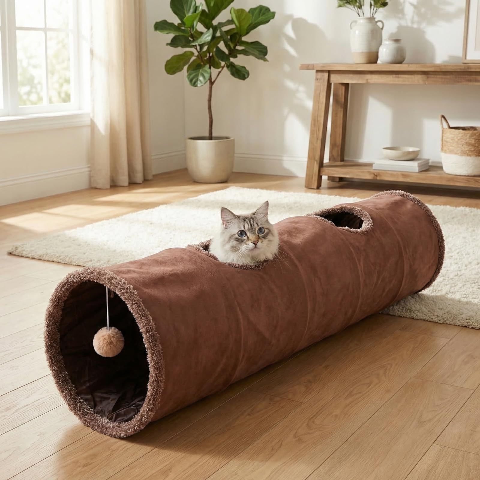 ZENFUN cat tunnel large play space supports multiple pets at once