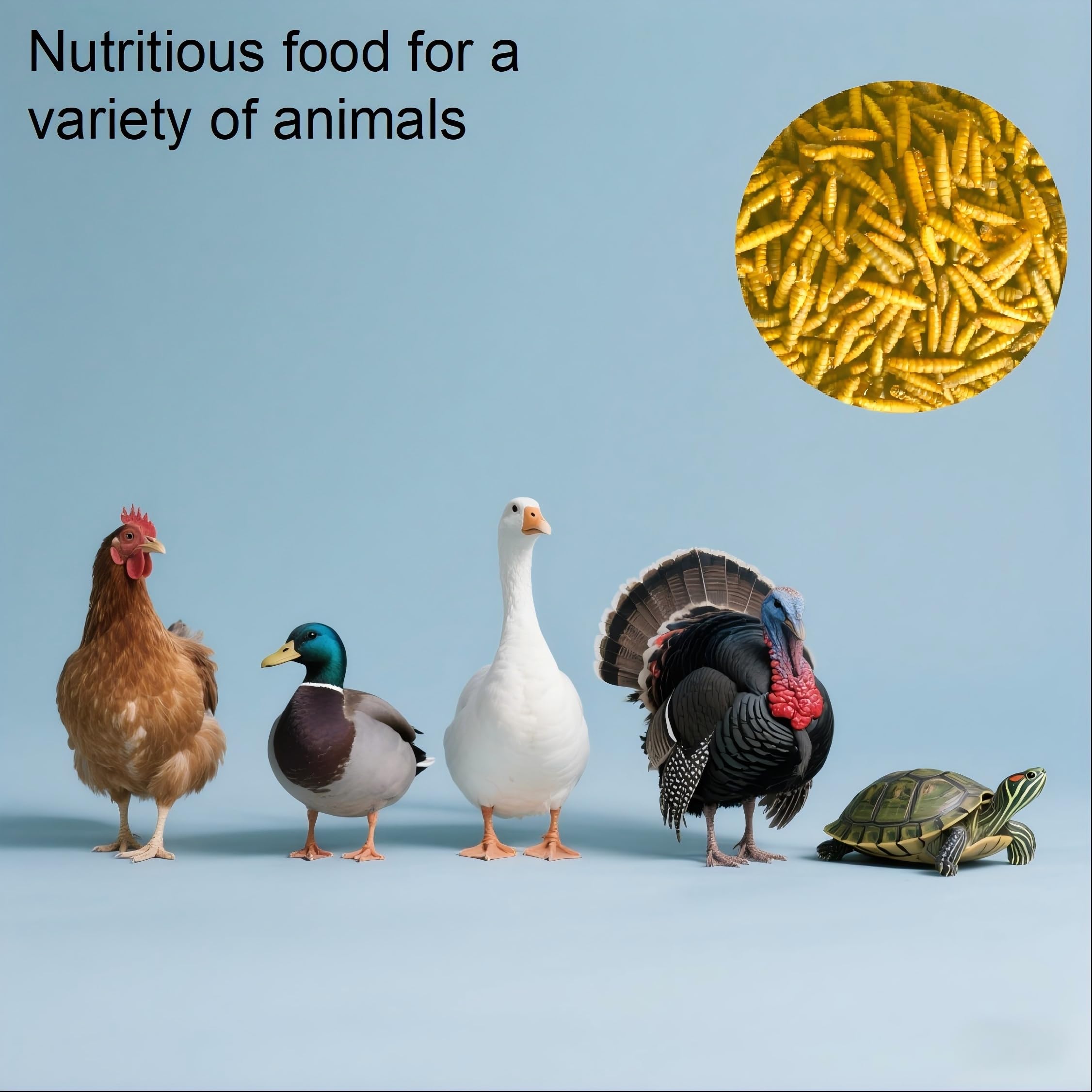ZenithWorks dried BSF larvae as a natural snack for ducks and geese.