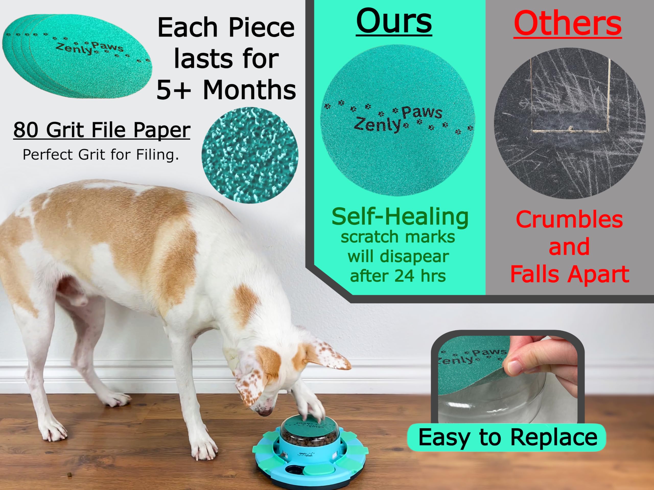 Zenly Paws Nail File Toy self-healing pad ensures quick reuse