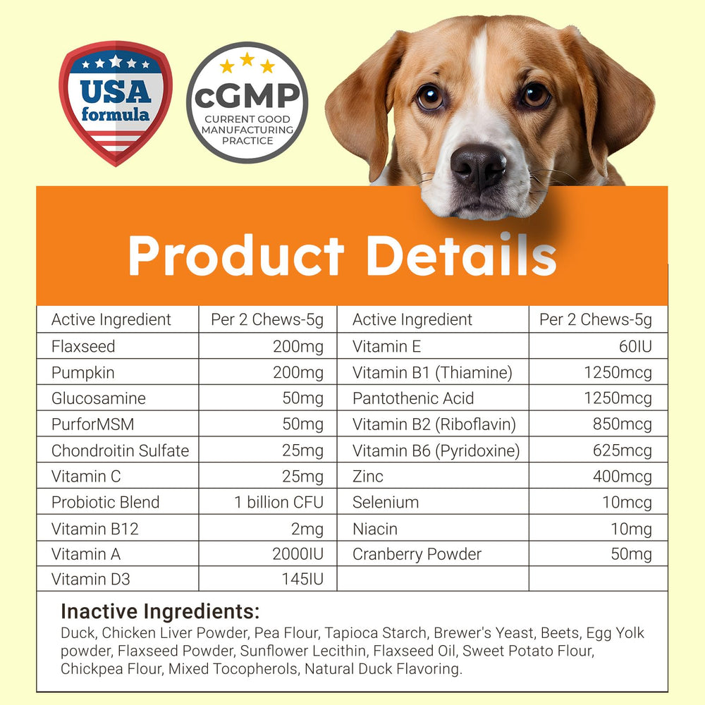 ZENO glucosamine-containing chews support joint mobility.