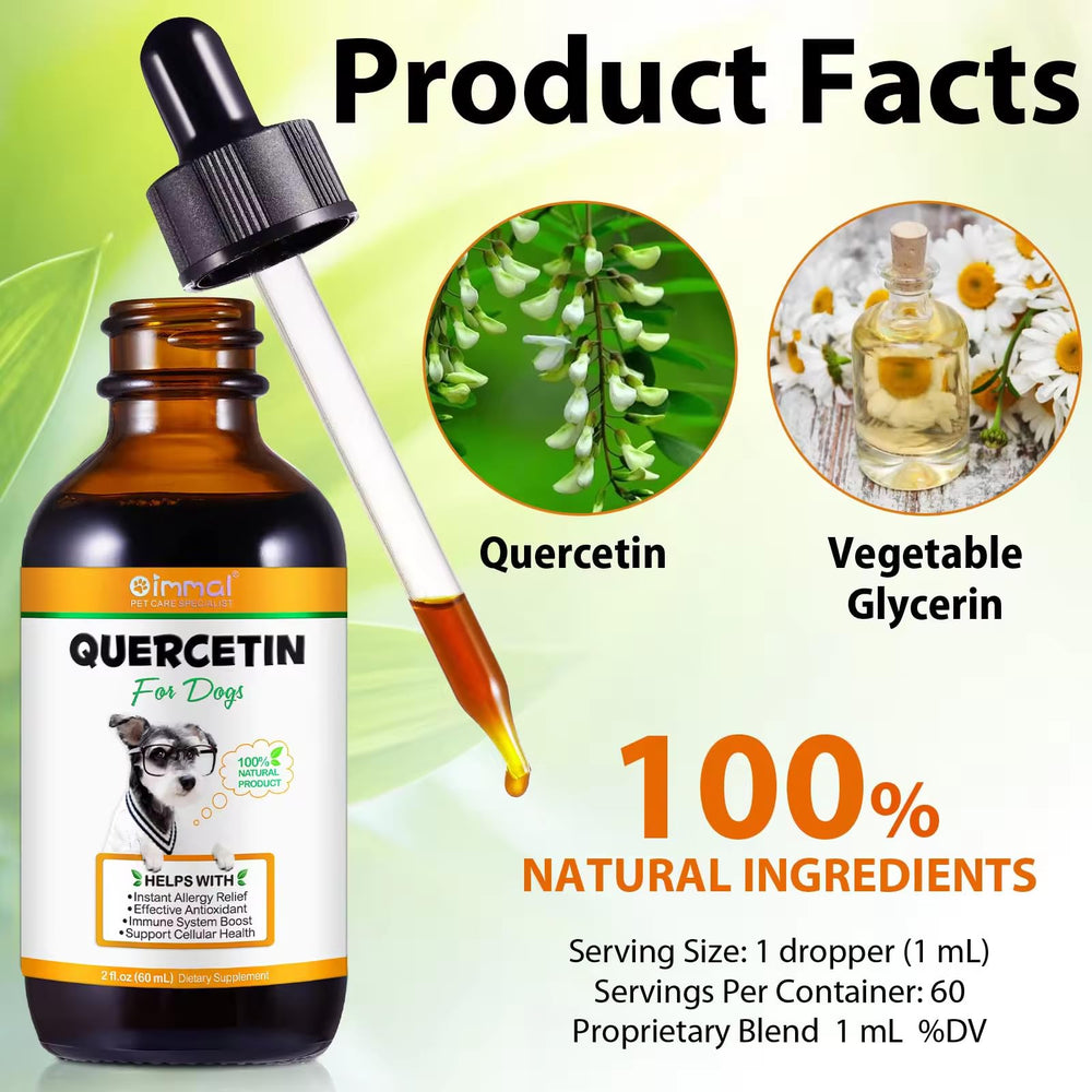 Droppers show precise dosing for Zenpaws Quercetin for Dogs liquid drops.