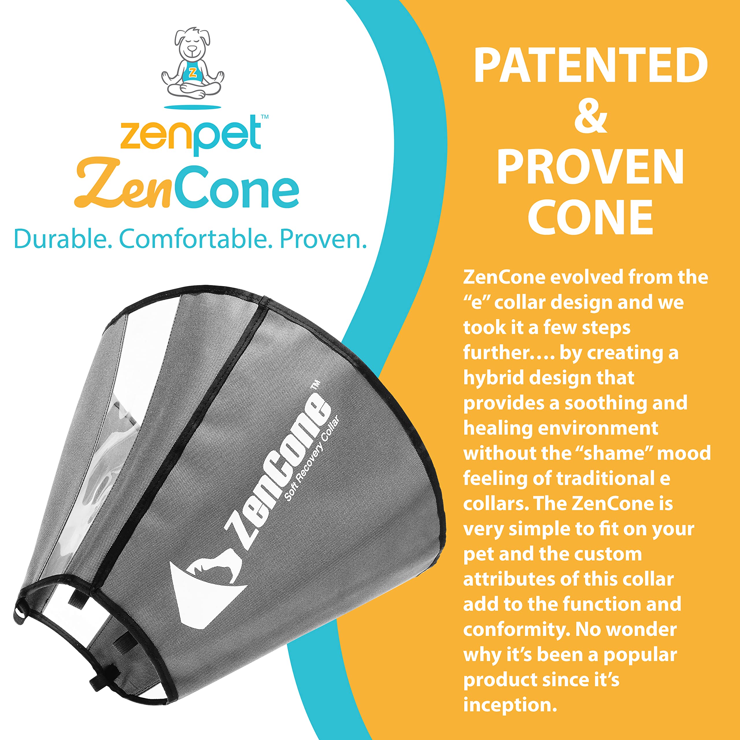 ZenPet recovery cone vet-approved protection against licking and scratching.