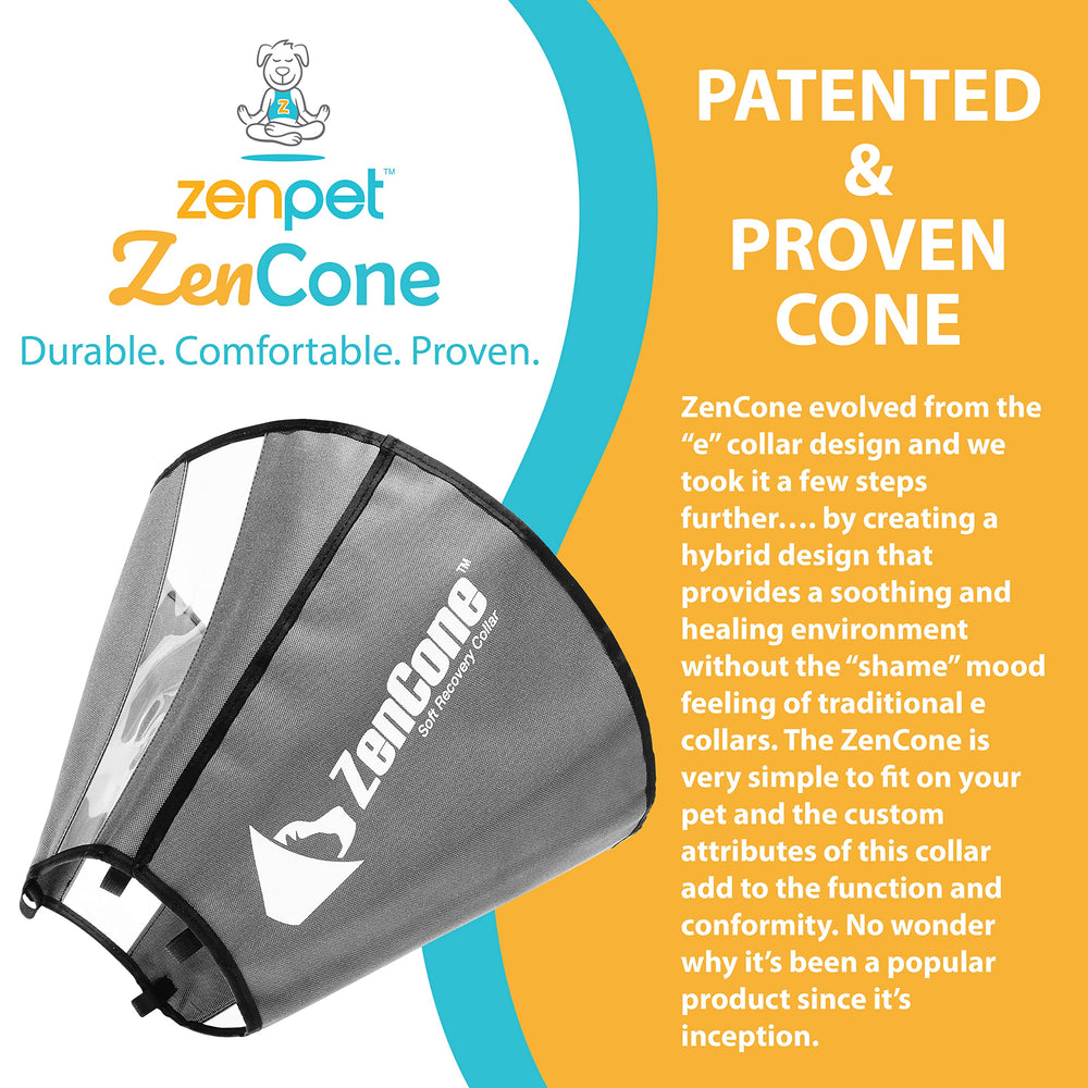 ZenPet recovery cone vet-approved protection against licking and scratching.