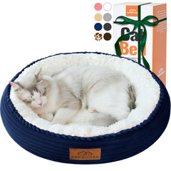 Zerbuger 20in round donut cat bed in navy offers a cozy resting space