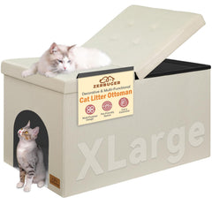Zerbuger 3-in-1 cat litter enclosure front view with hidden box.