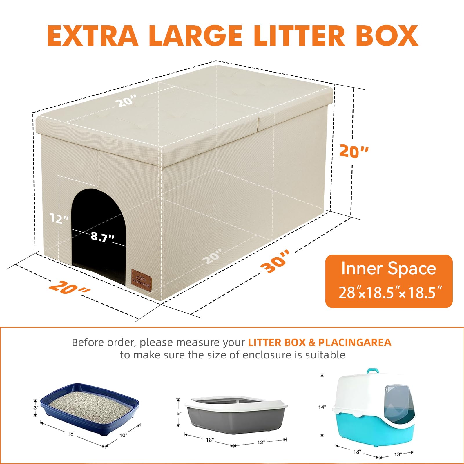 Zerbuger 3-in-1 cat litter enclosure interior showing spacious entry.