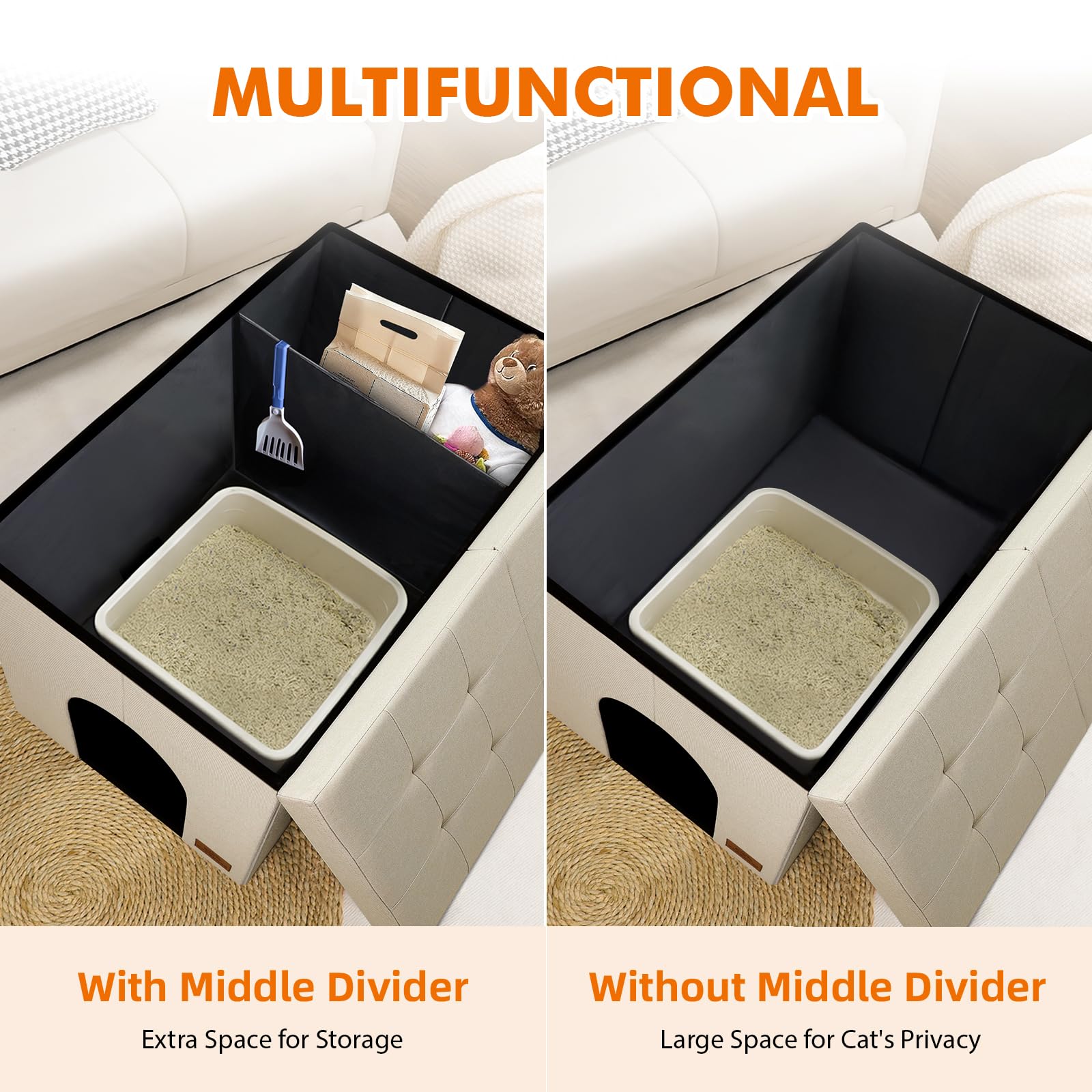 Zerbuger 3-in-1 cat litter enclosure storage under bench.