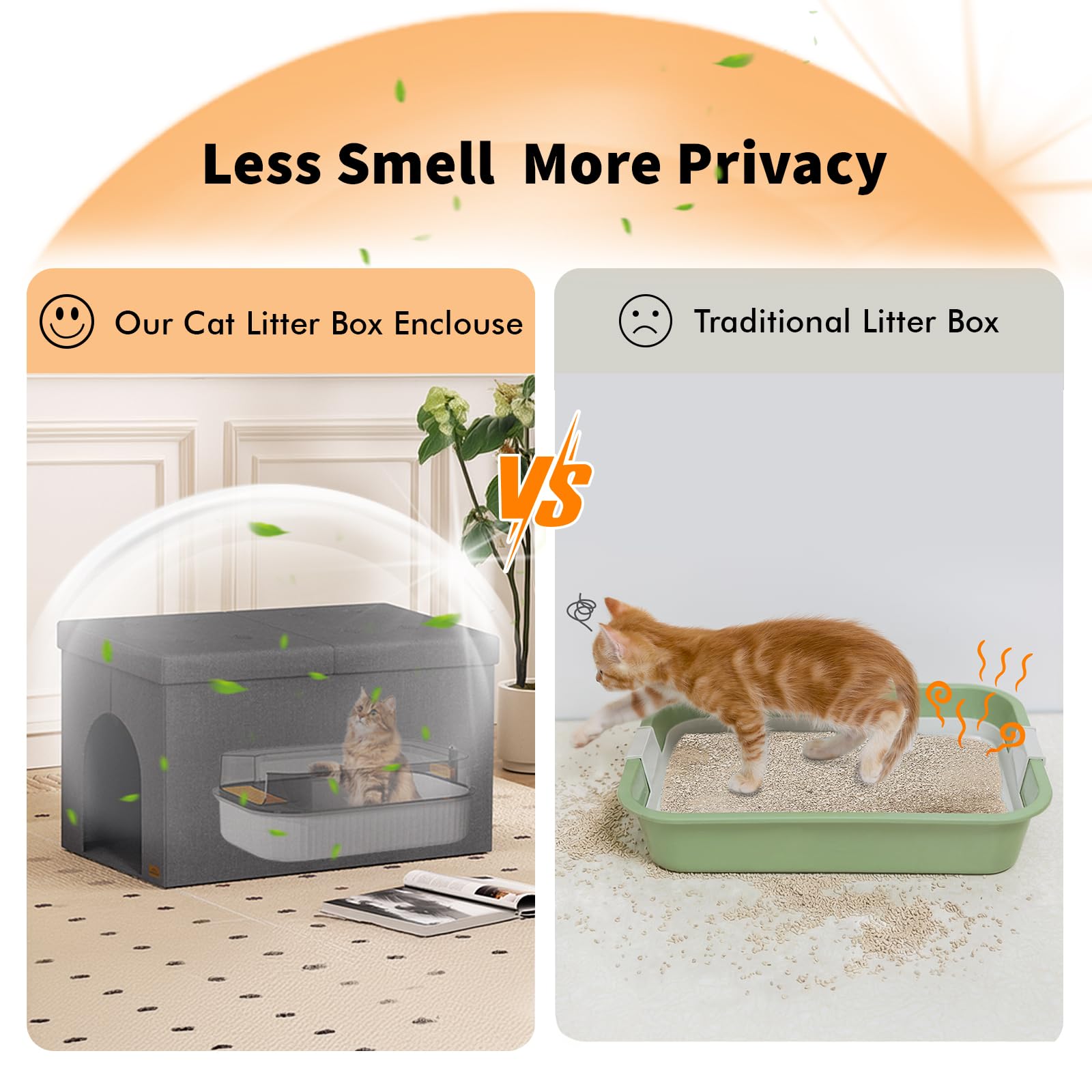 Zerbuger cat litter box bench with storage keeps litter tools organized and out of sight.