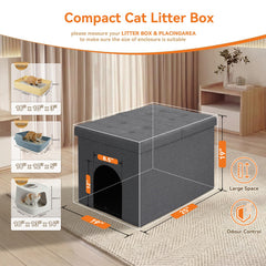 Zerbuger hidden litter box enclosure with flip-up lid in grey