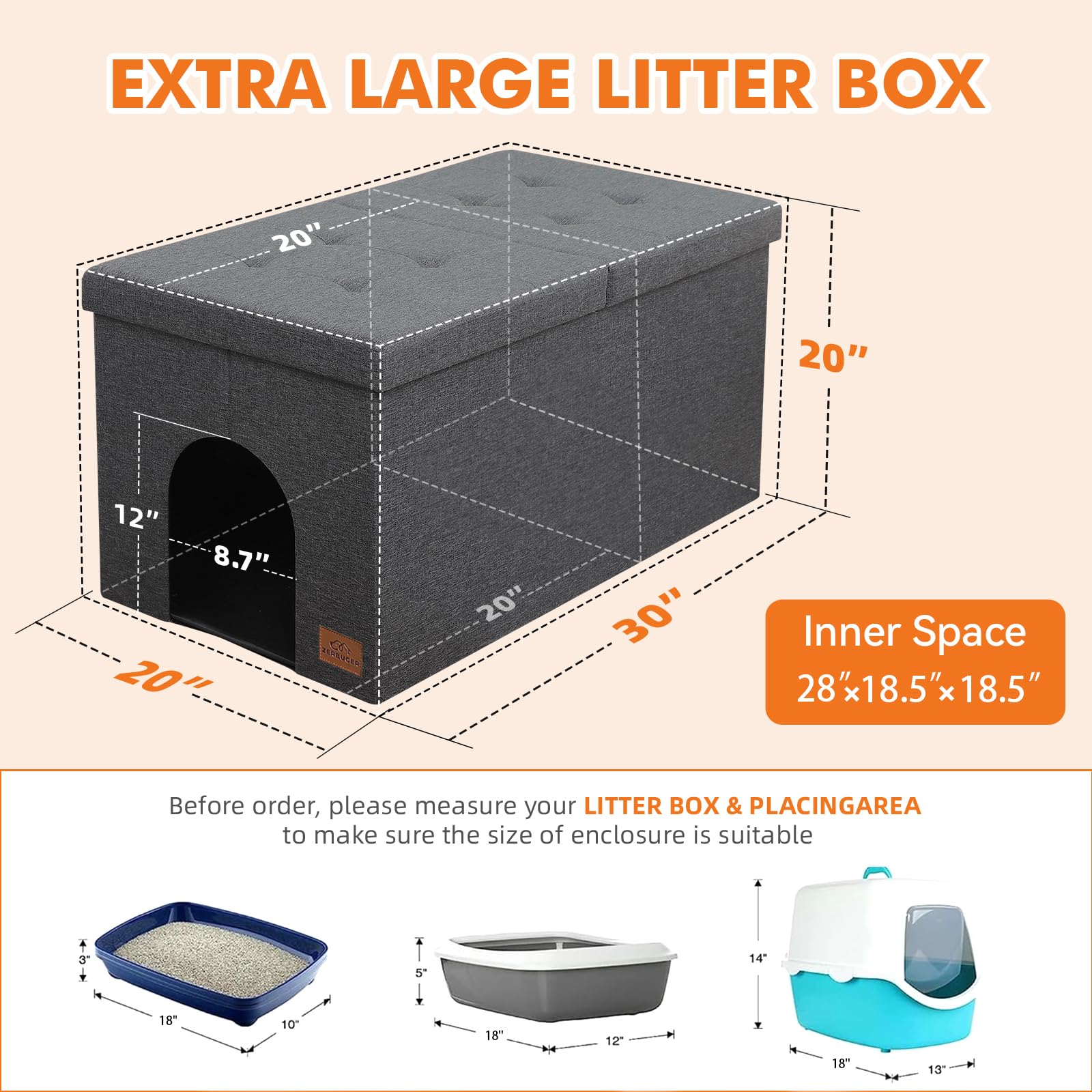 Zerbuger cat litter box enclosure flip-up lid permits easy access for quick cleaning.